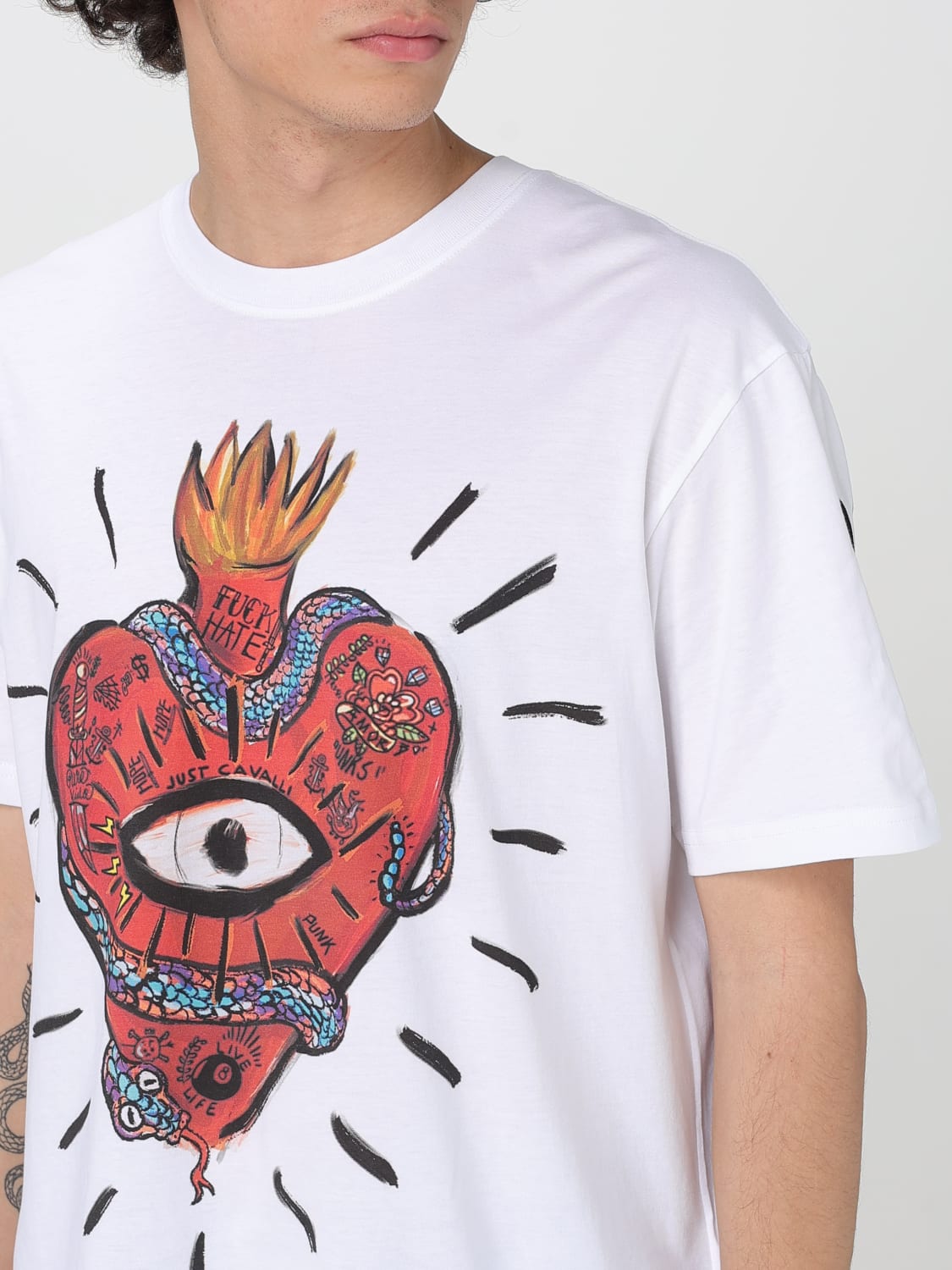 Tシャツ・カットソー JUST CAVALLI Men T-shirt White 78OAHA11CJ700 003 JUST CAVALLI: T-shirt men - White | Just Cavalli t-shirt