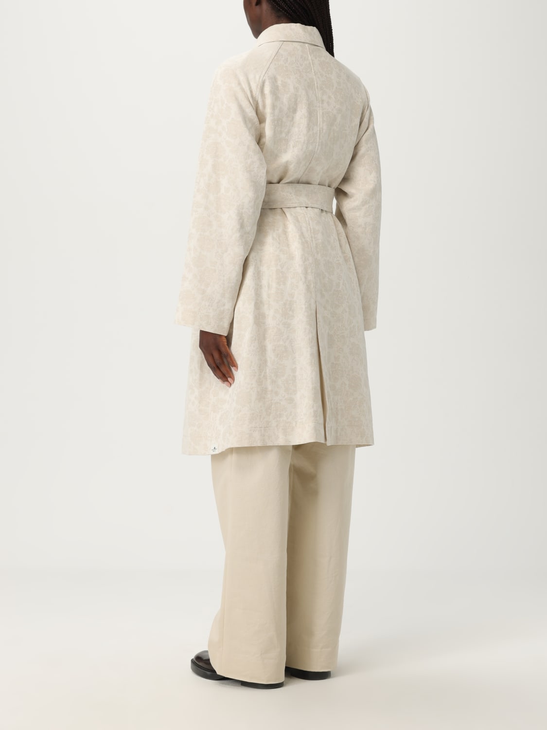 PEUTEREY CAPPOTTO: Trench jacquard damascato in lino e cotone Peuterey, Beige - Img 2