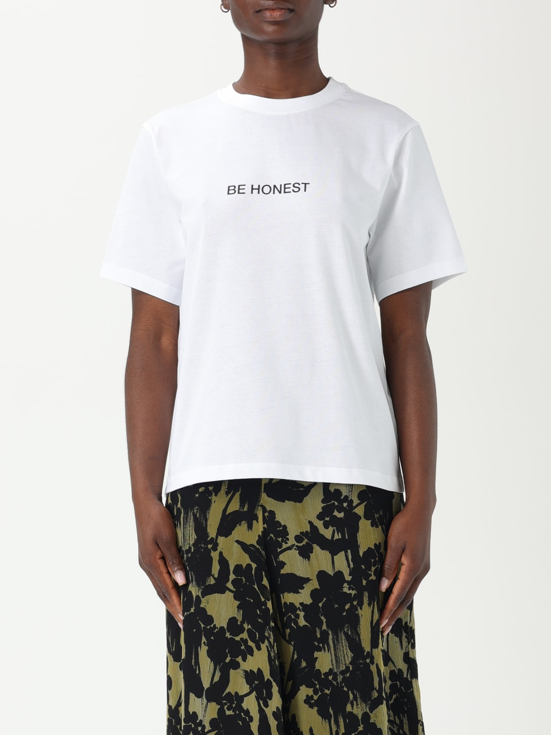 VICTORIA VICTORIA BECKHAM T-SHIRT: T-shirt in cotone con slogan Victoria Victoria Beckham, Bianco - Img 1