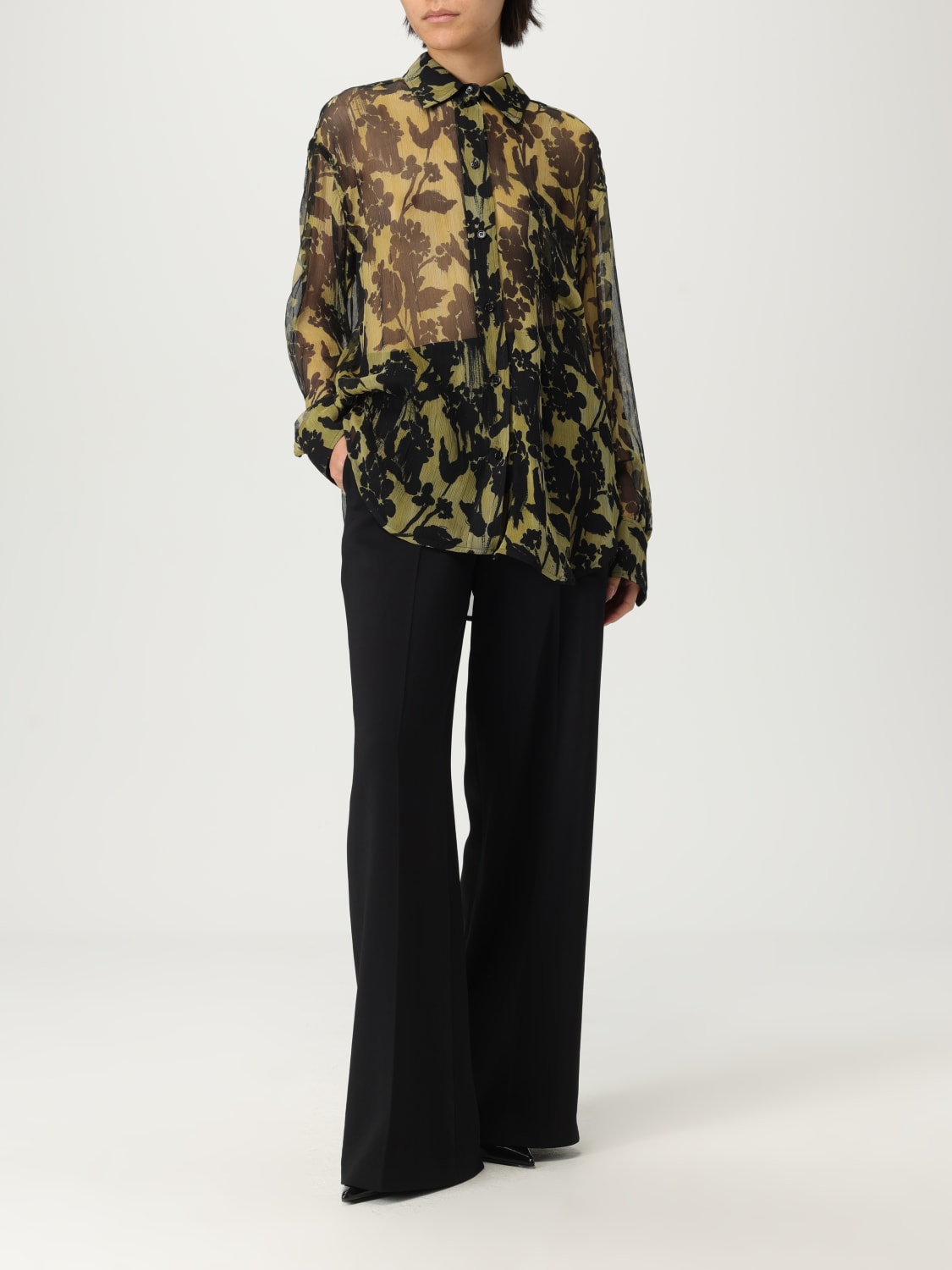 VICTORIA VICTORIA BECKHAM CAMICIA: Camicia Victoria Victoria Beckham in seta con stampa floreale , Verde - Img 2