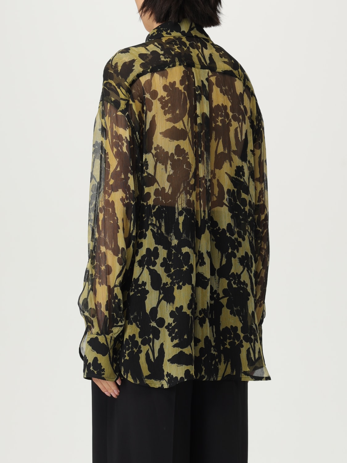 VICTORIA VICTORIA BECKHAM CAMICIA: Camicia Victoria Victoria Beckham in seta con stampa floreale , Verde - Img 3