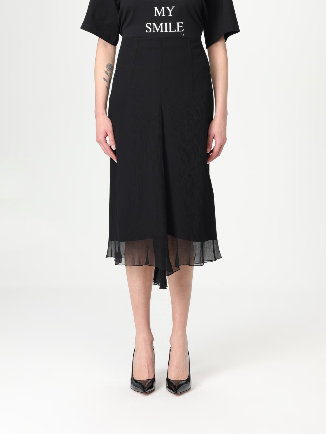 VICTORIA VICTORIA BECKHAM GONNA: Gonna in poliestere Victoria Victoria Beckham, Nero - Img 1