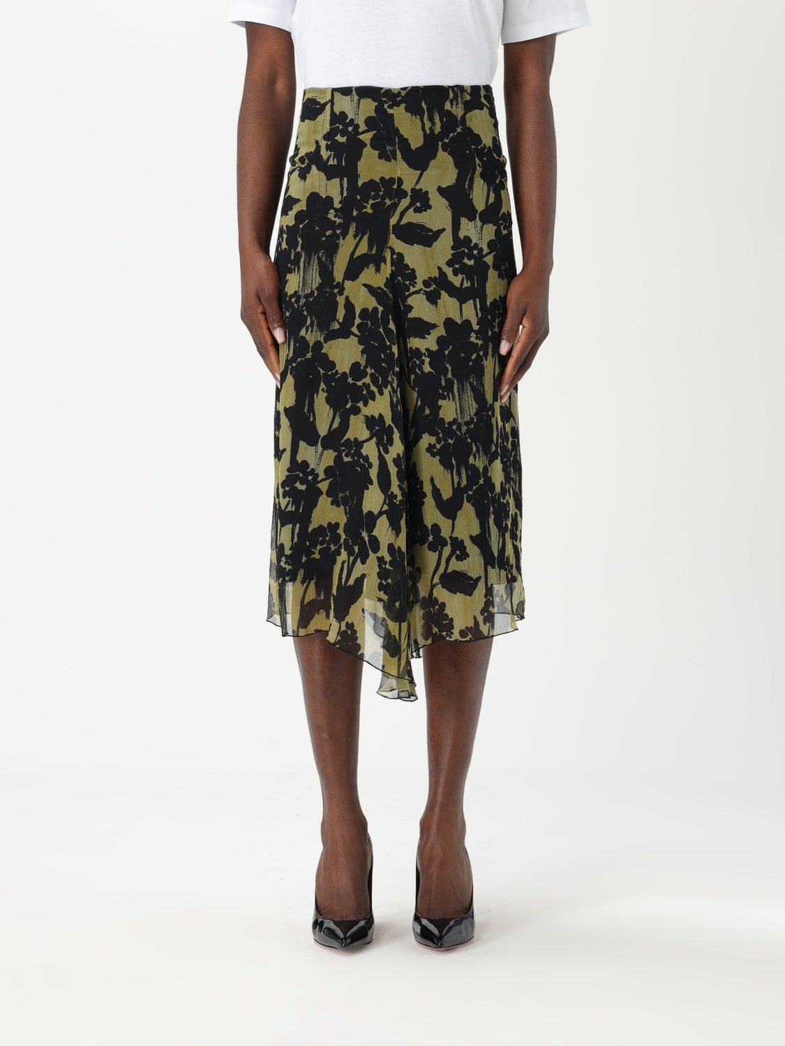 VICTORIA VICTORIA BECKHAM GONNA: Gonna in seta Victoria Victoria Beckham, Verde - Img 1