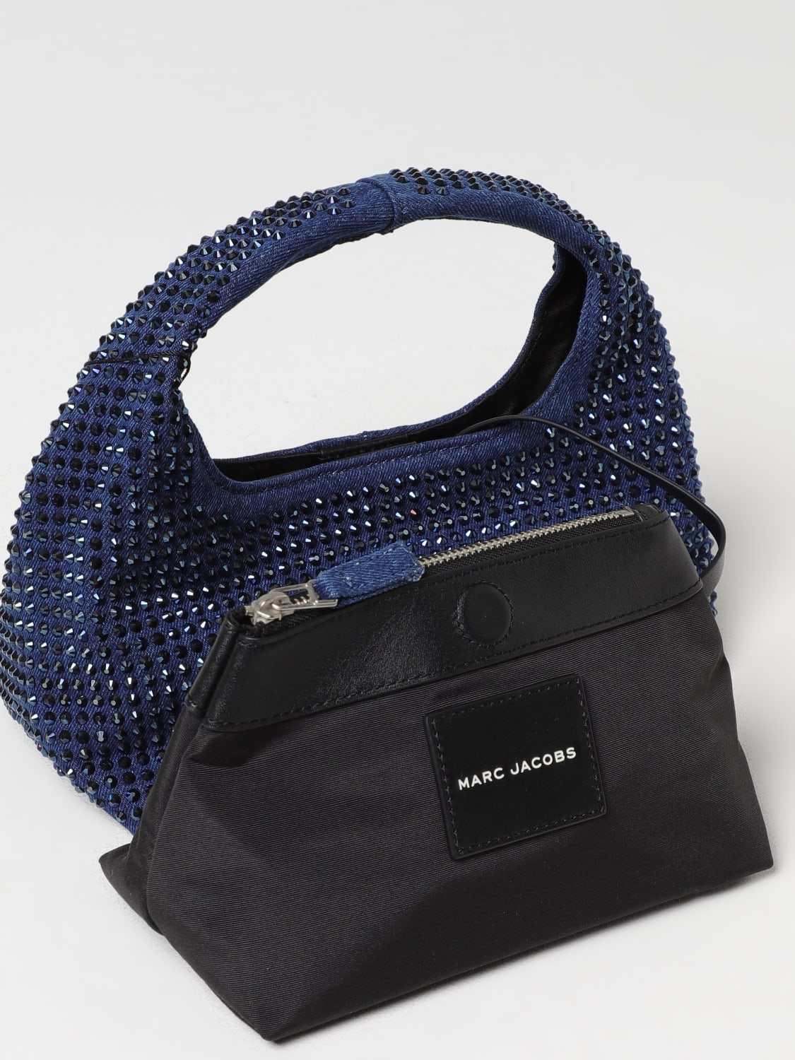 MARC JACOBS BORSA A MANO: Borsa Crystal Denim Mini Sack Marc Jacobs, Blue - Img 3