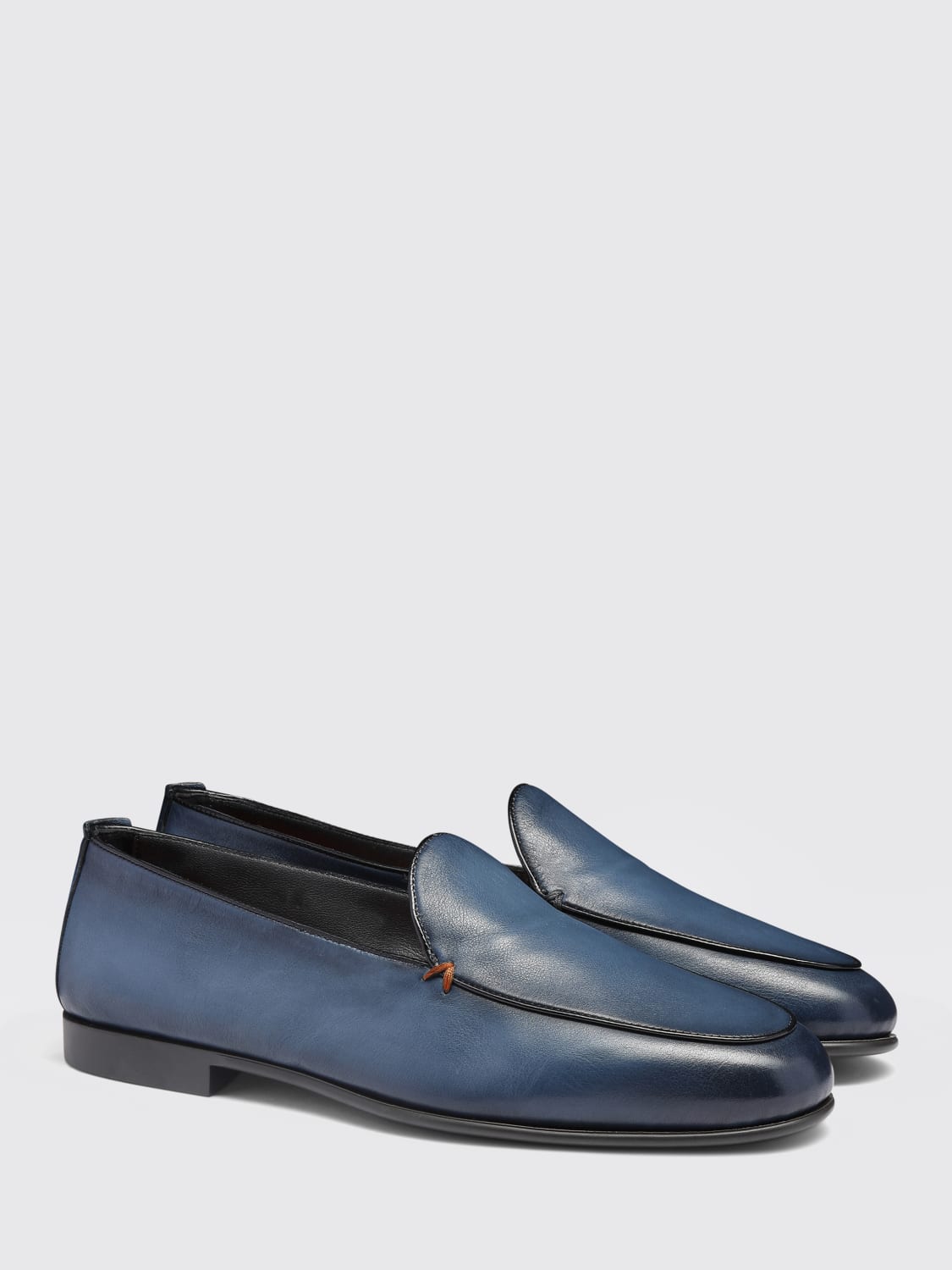 SANTONI MOCASSINI: Mocassino Santoni in pelle , Blue - Img 2