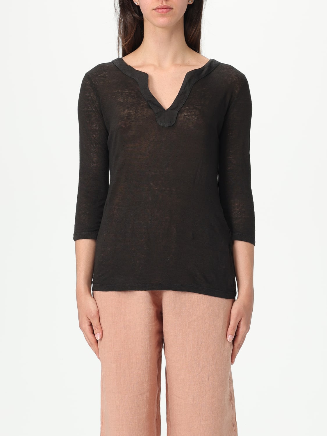 Tシャツ・カットソー 120% LINO Woman T-Shirt Black 32ALIW7667000B56832ALIW S0065R 120% Lino T-Shirts & Jersey Shirts for Women - Shop on FARFETCH