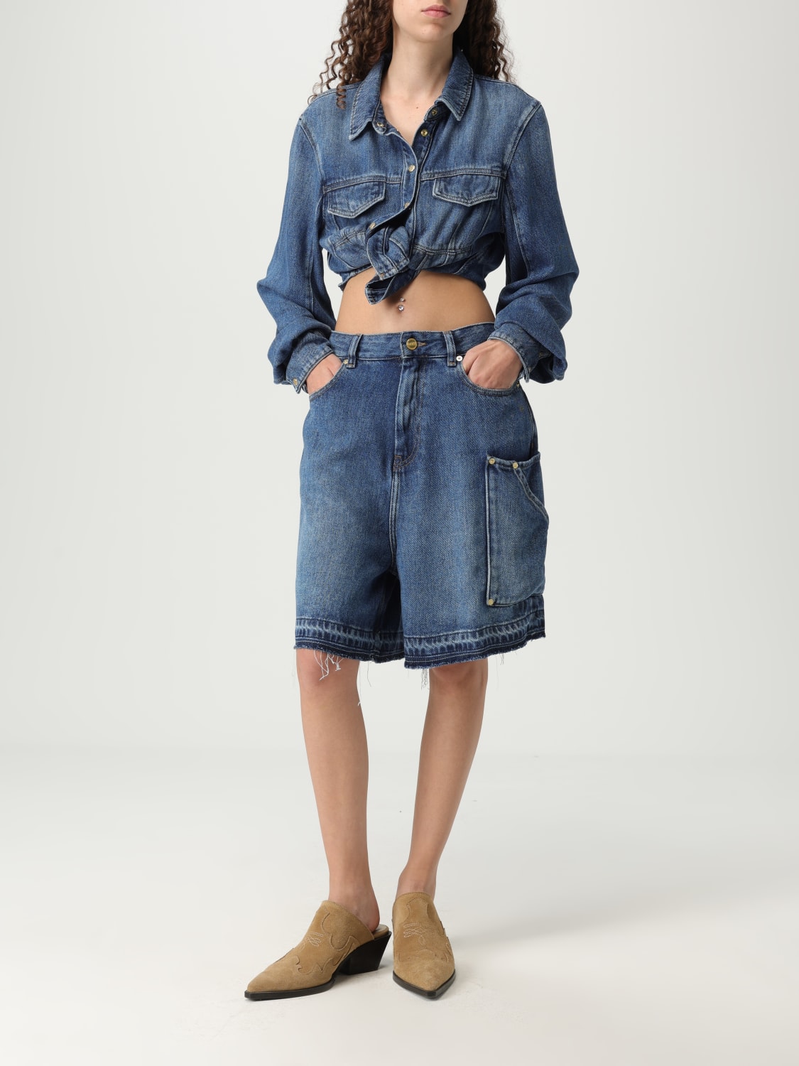 GANNI：ショートパンツ レディース - ブルー | GIGLIO.COM
