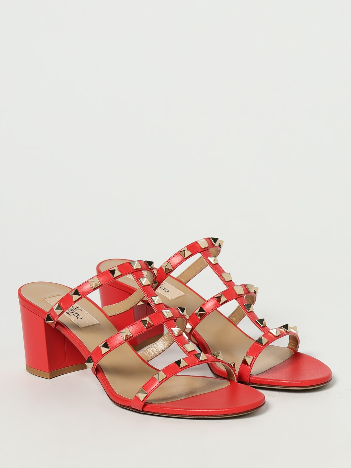 VALENTINO サンダル VALENTINO GARAVANI：フラットサンダル レディース - オレンジ