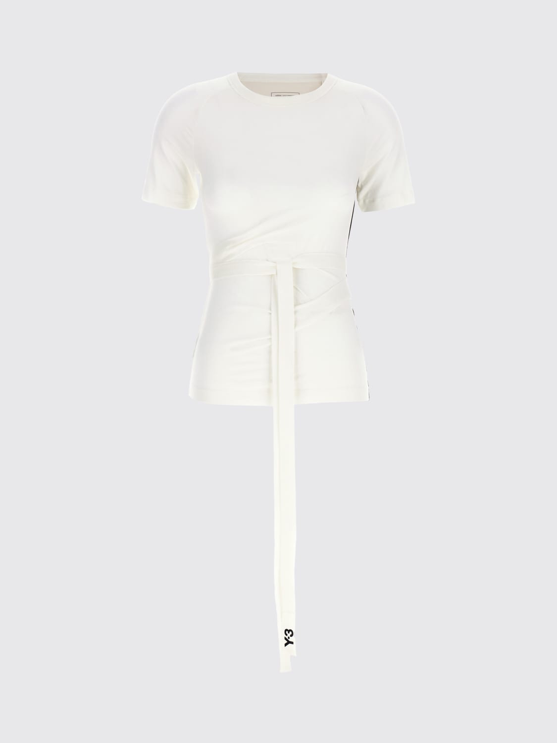 Y-3 T-SHIRTS: T-shirt in lyocell con cinta Y-3, Bianco - Img 1