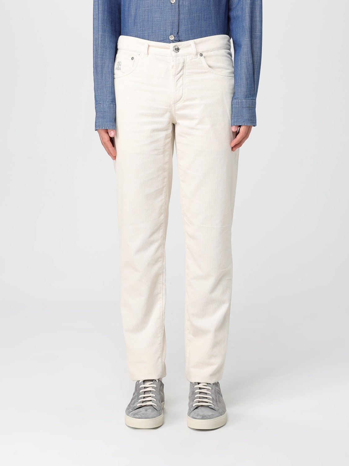 パンツ BRUNELLO CUCINELLI Brunello Cucinelli (MP522P8884 C4227) Brunello Cucinelli - White Cotton Flat Front Pant