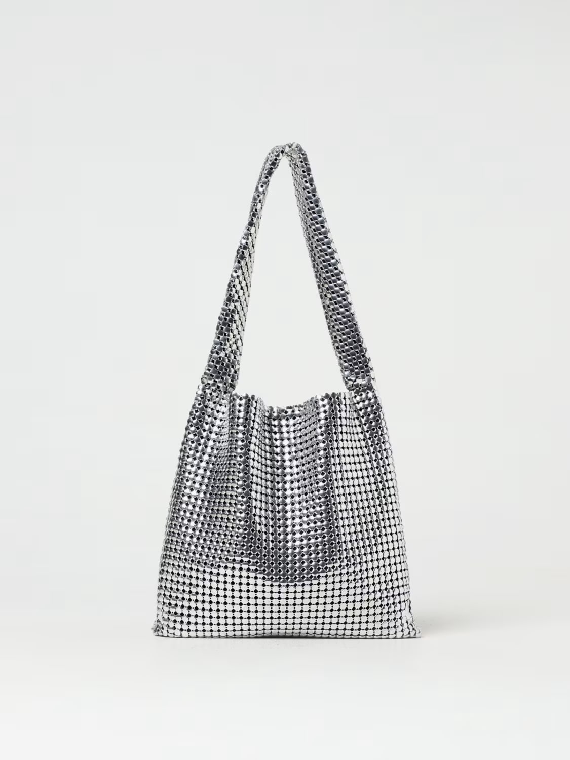 RABANNE BORSA A SPALLA: Borsa Rabanne in alluminio con lavorazione pixelata , Silver - Img 1