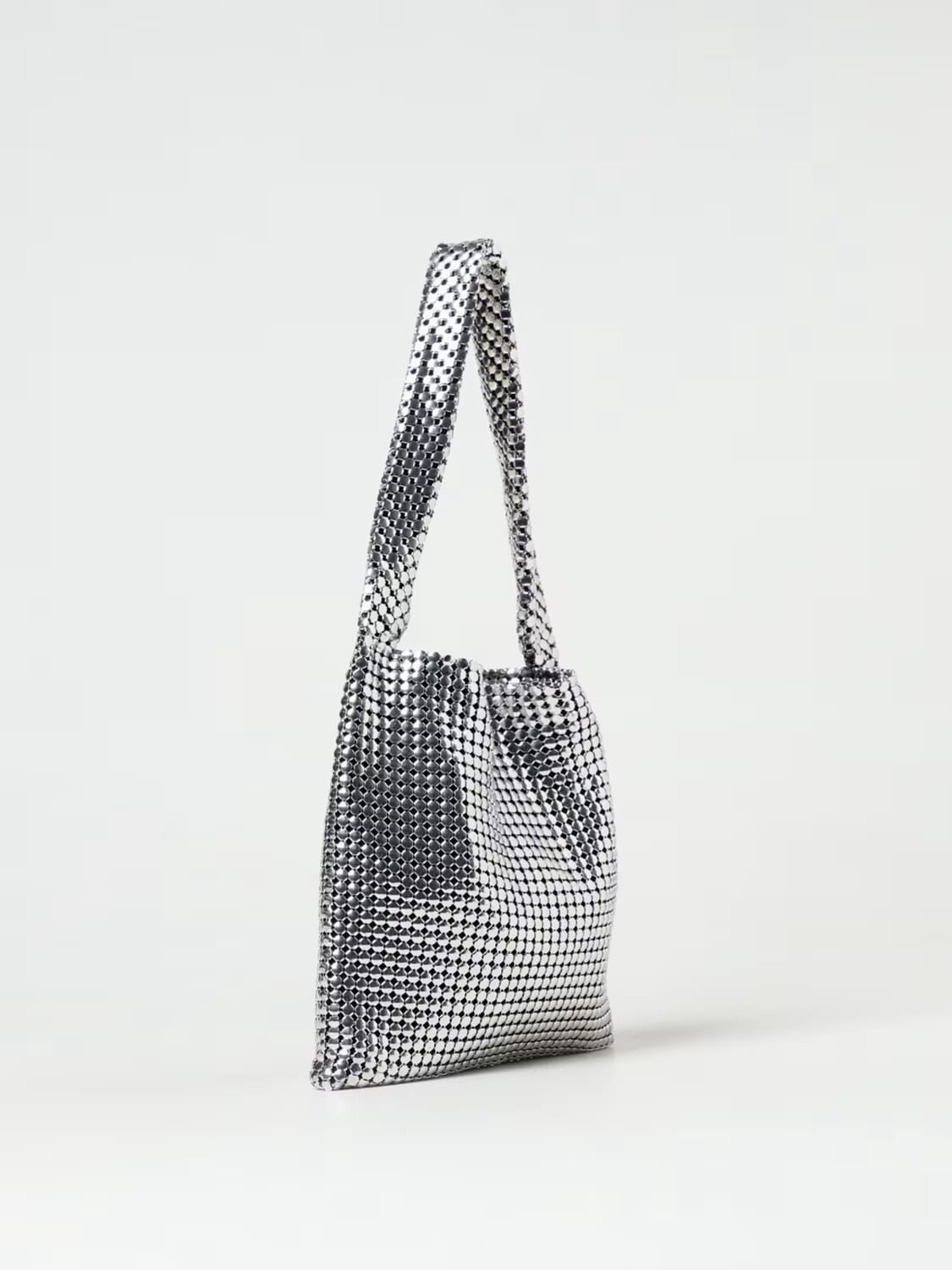 RABANNE BORSA A SPALLA: Borsa Rabanne in alluminio con lavorazione pixelata , Silver - Img 3