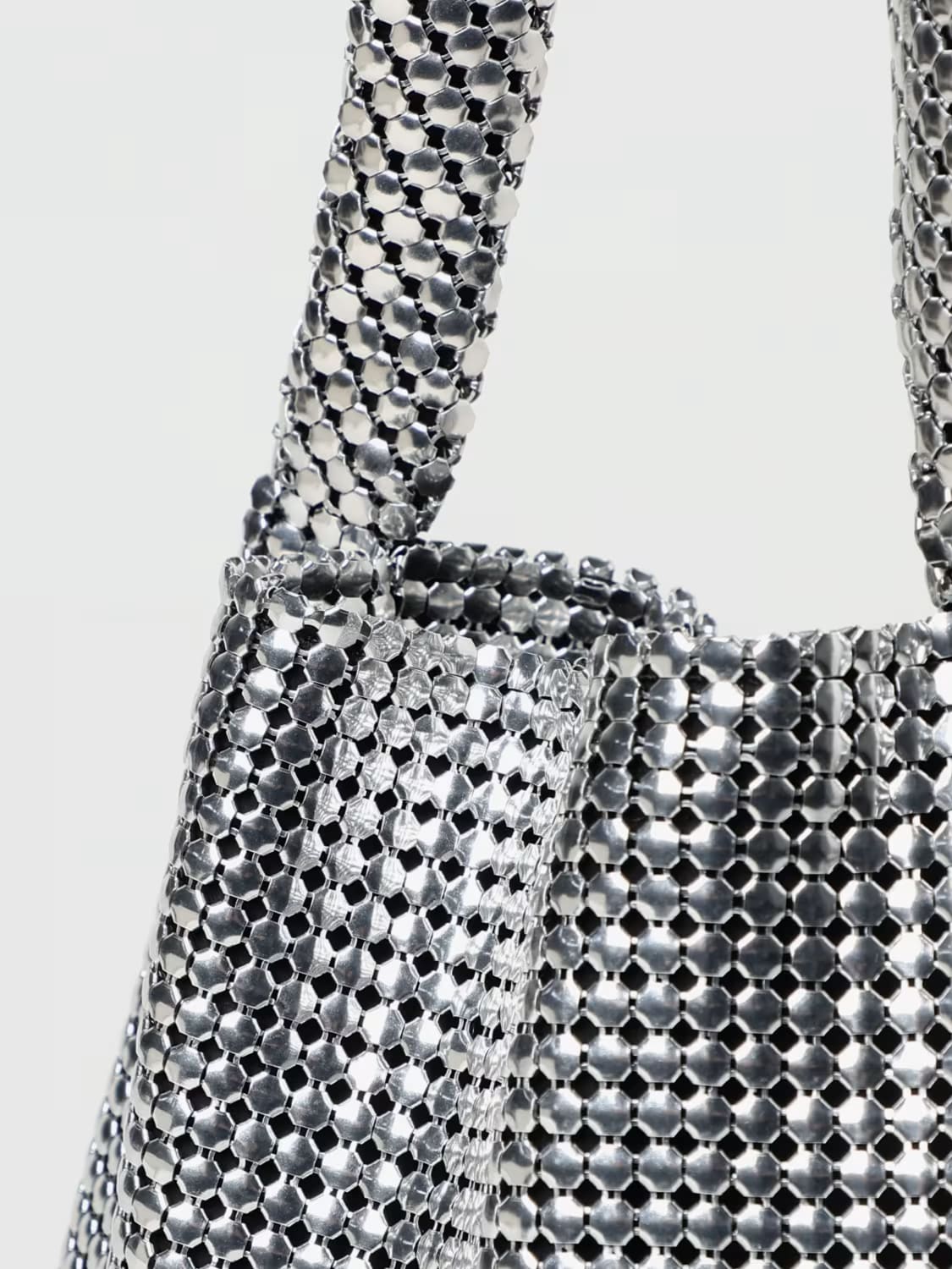 RABANNE BORSA A SPALLA: Borsa Rabanne in alluminio con lavorazione pixelata , Silver - Img 4