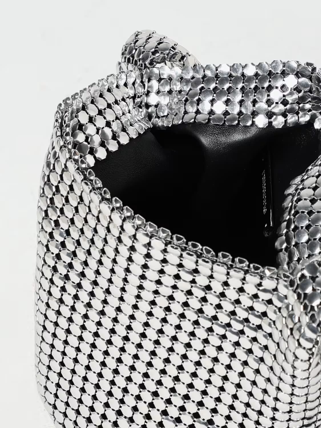 RABANNE BORSA A SPALLA: Borsa Rabanne in alluminio con lavorazione pixelata , Silver - Img 5