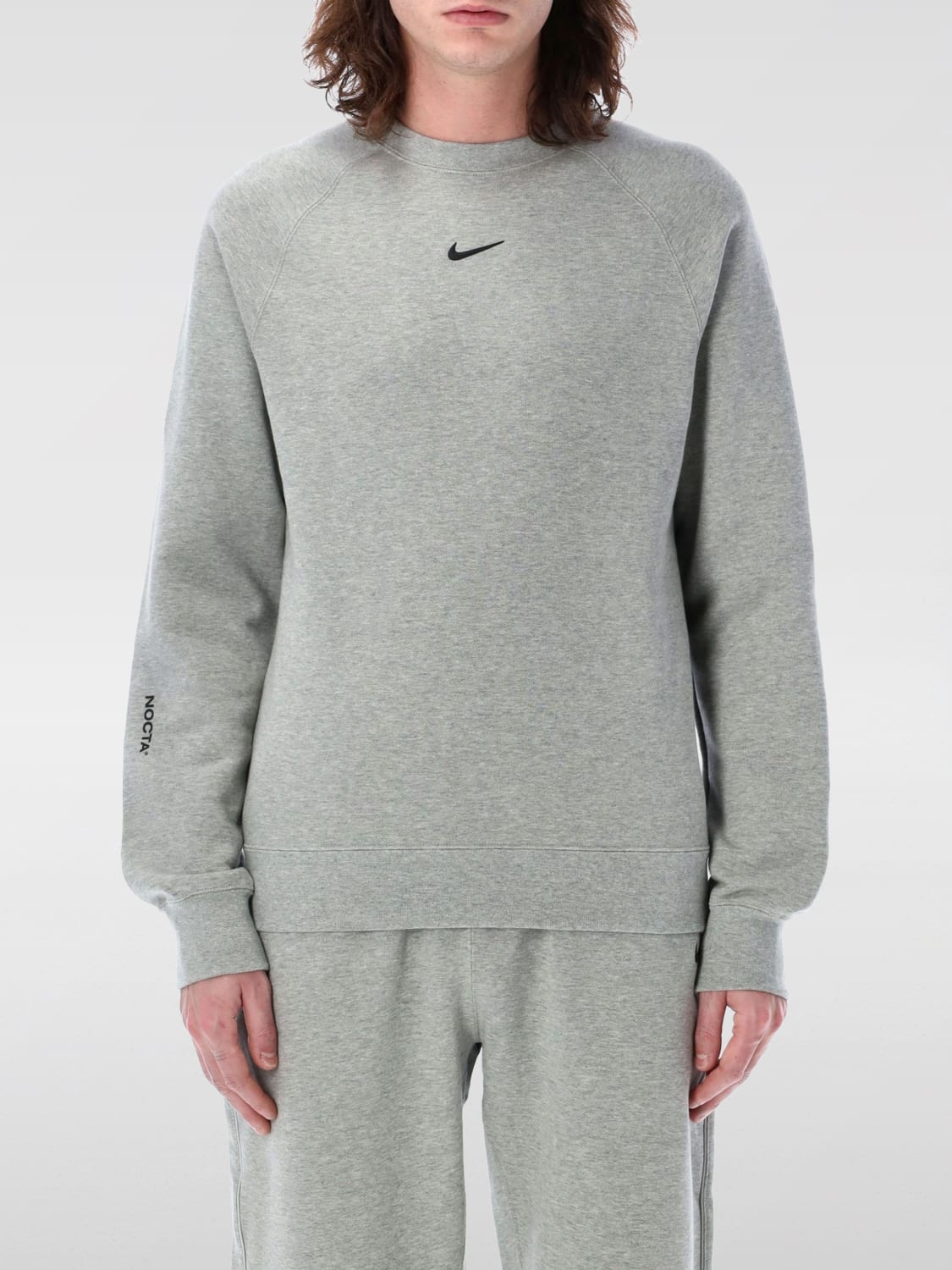 NIKE FELPA: Felpa a girocollo in cotone con logo Nike, Grigio - Img 1