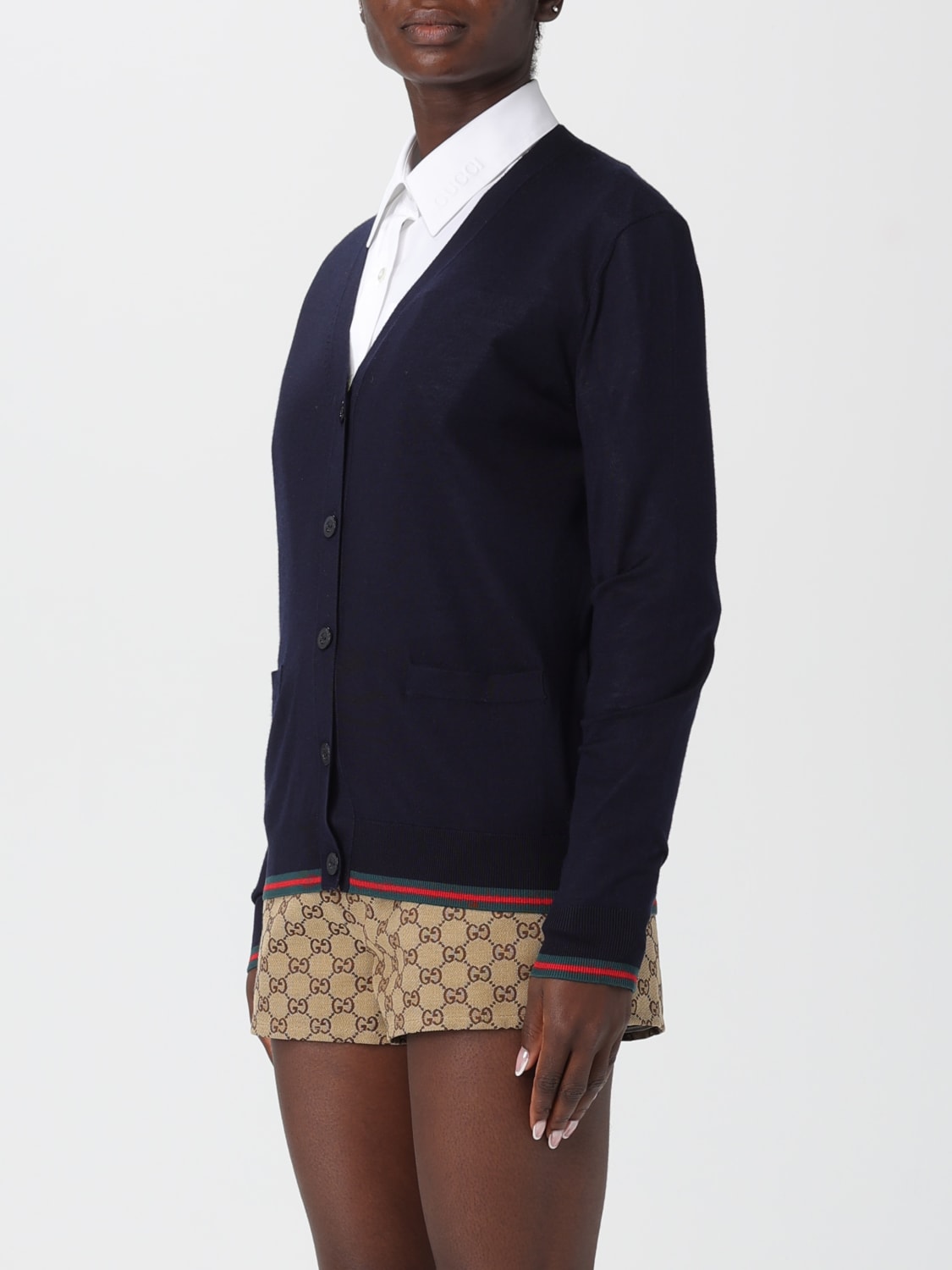 GUCCI PULLOVER: Strickjacke damen Gucci, Blau - Img 4