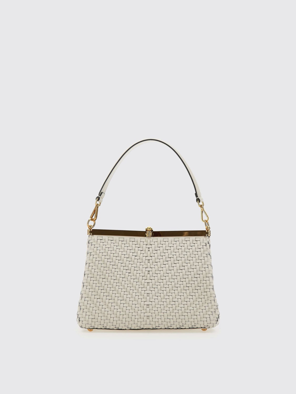 ETRO BORSA A MANO: Borsa a mano Vela in pelle intrecciata Etro, Bianco - Img 2