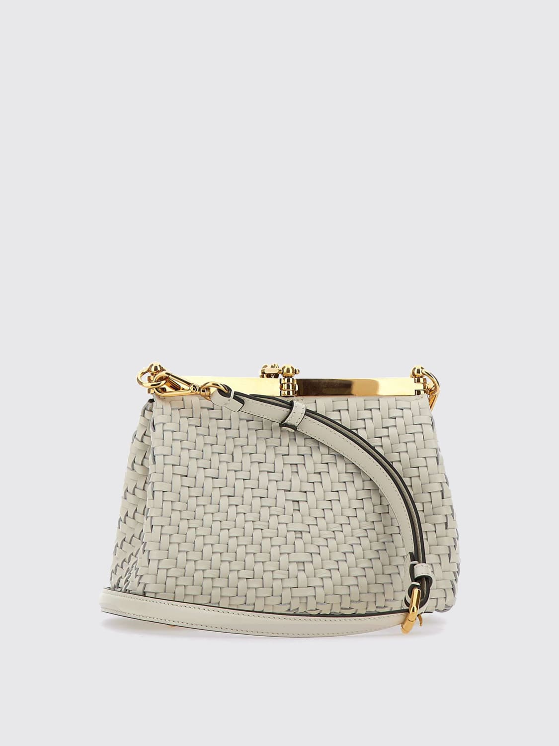 ETRO BORSA A TRACOLLA: Borsa a tracolla Vela in pelle intrecciata Etro, Bianco - Img 2