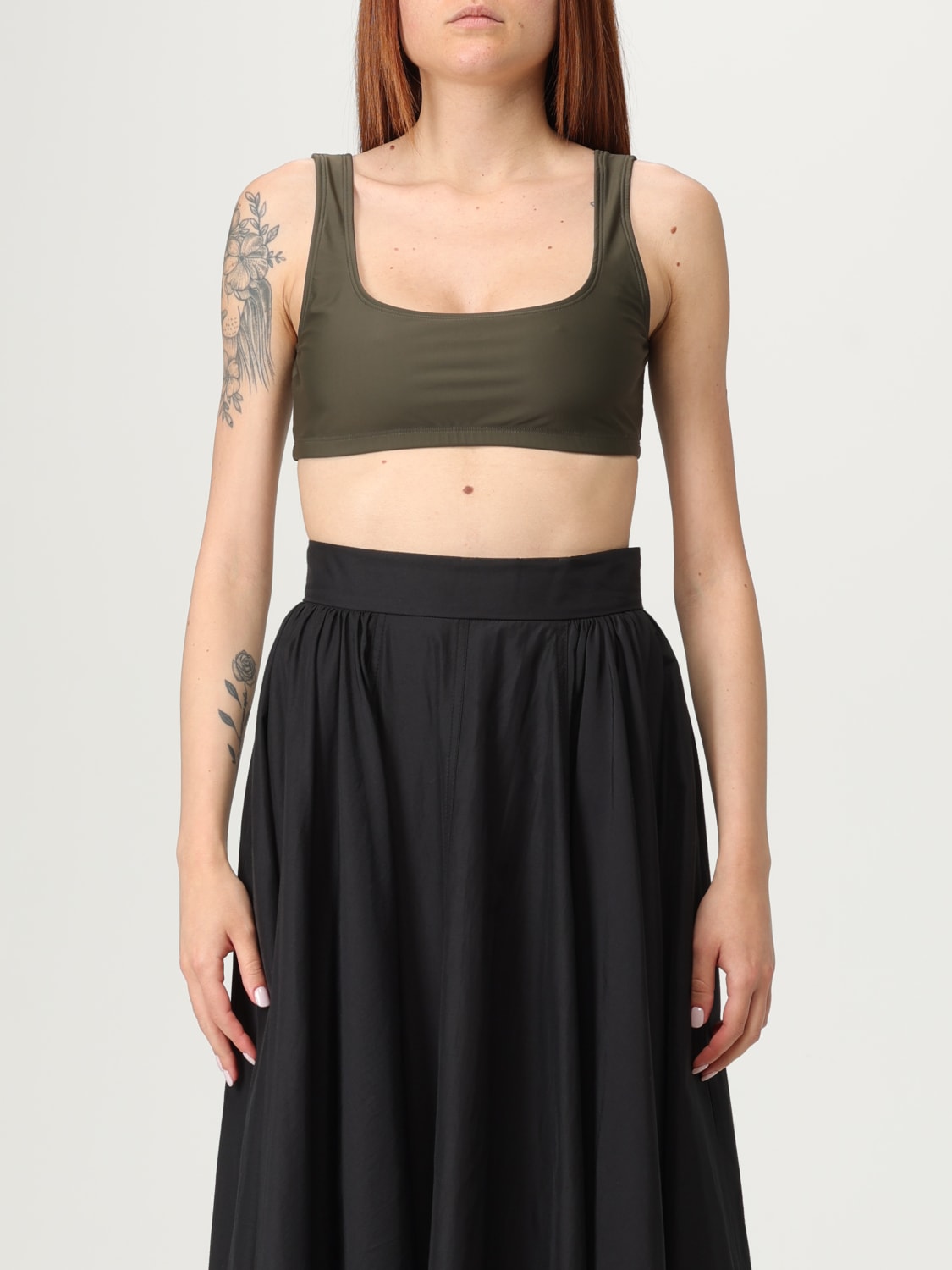 THE ANDAMANE TOP: Top cropped Andamane in jersey , Marrone - Img 1