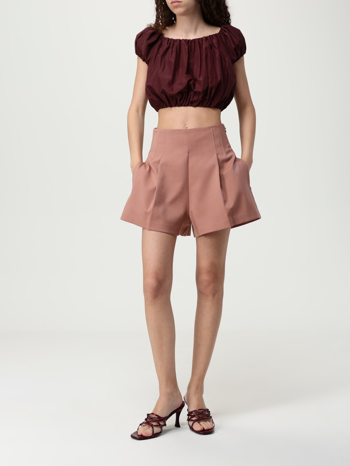 THE ANDAMANE TOP: Top cropped Andamane in misto cotone , Bordeaux - Img 2