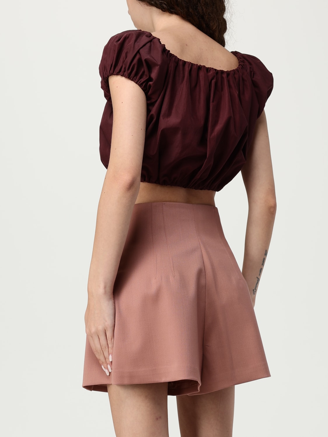 THE ANDAMANE TOP: Top cropped Andamane in misto cotone , Bordeaux - Img 3
