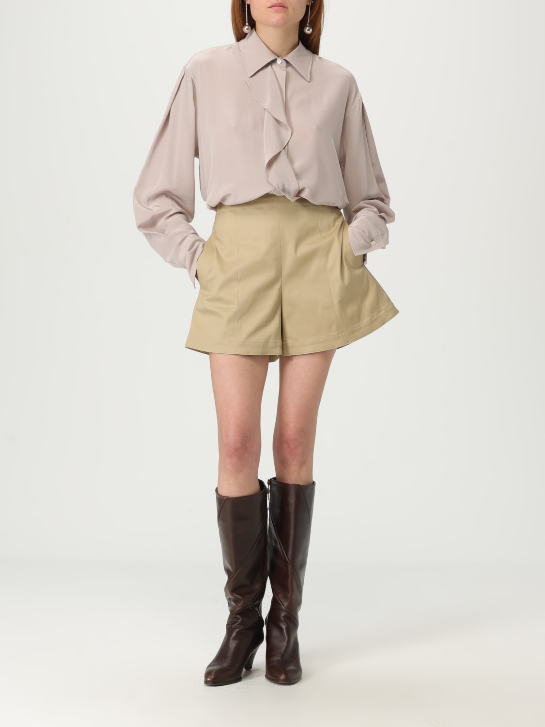 VICTORIA VICTORIA BECKHAM TOP E BLUSE: Camicia Victoria Victoria Beckham in seta con rouches , Viola - Img 2