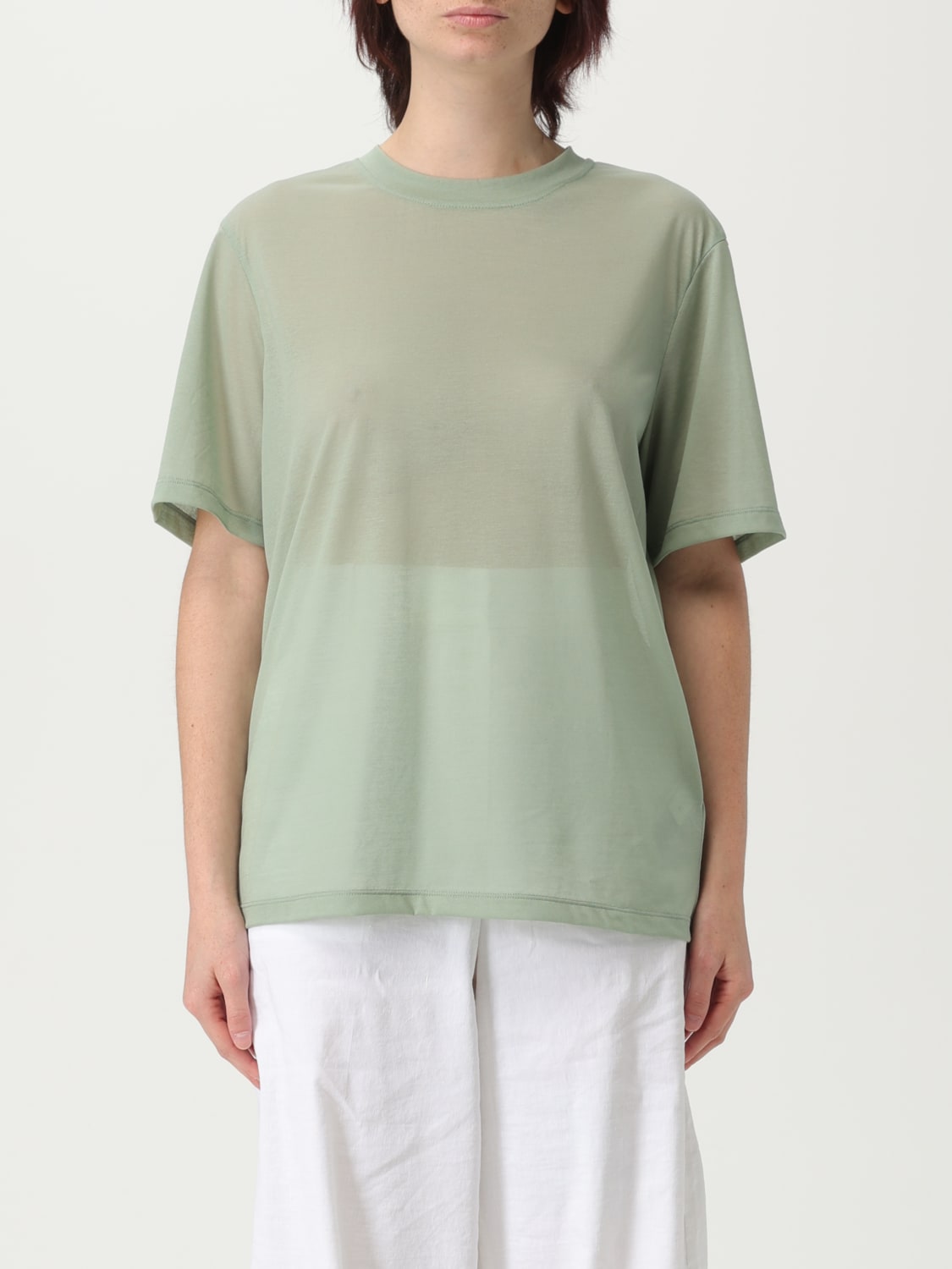 VICTORIA VICTORIA BECKHAM T-SHIRT: T-shirt Victoria Victoria Beckham in misto cotone , Verde - Img 1