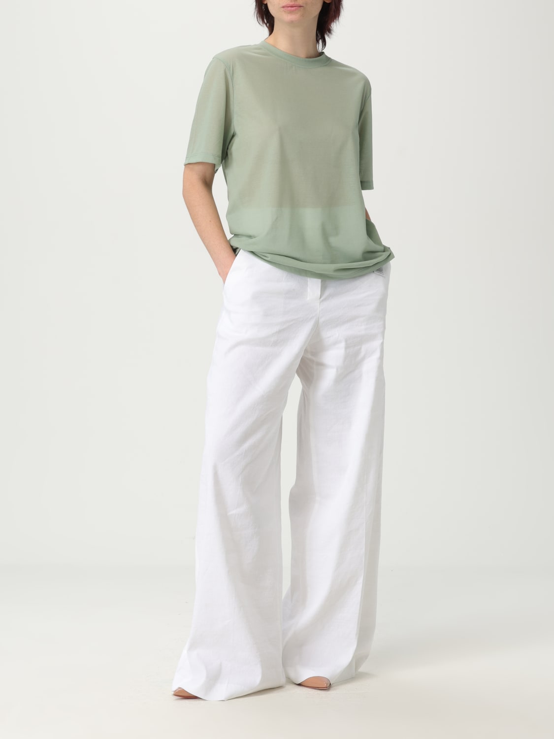 VICTORIA VICTORIA BECKHAM T-SHIRT: T-shirt Victoria Victoria Beckham in misto cotone , Verde - Img 2