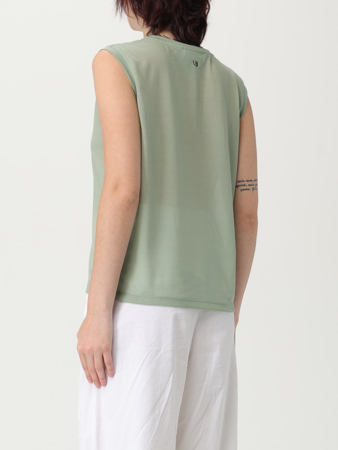 VICTORIA VICTORIA BECKHAM TOP E BLUSE: Top smanicato Victoria Victoria Beckham in misto cotone , Verde - Img 3