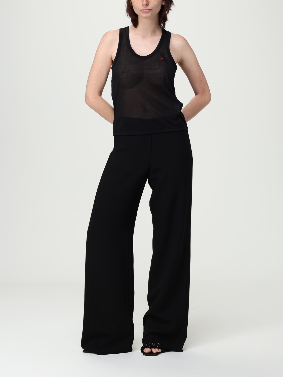 VICTORIA VICTORIA BECKHAM TOP E BLUSE: Top basic Victoria Victoria Beckham in misto cotone , Nero - Img 2
