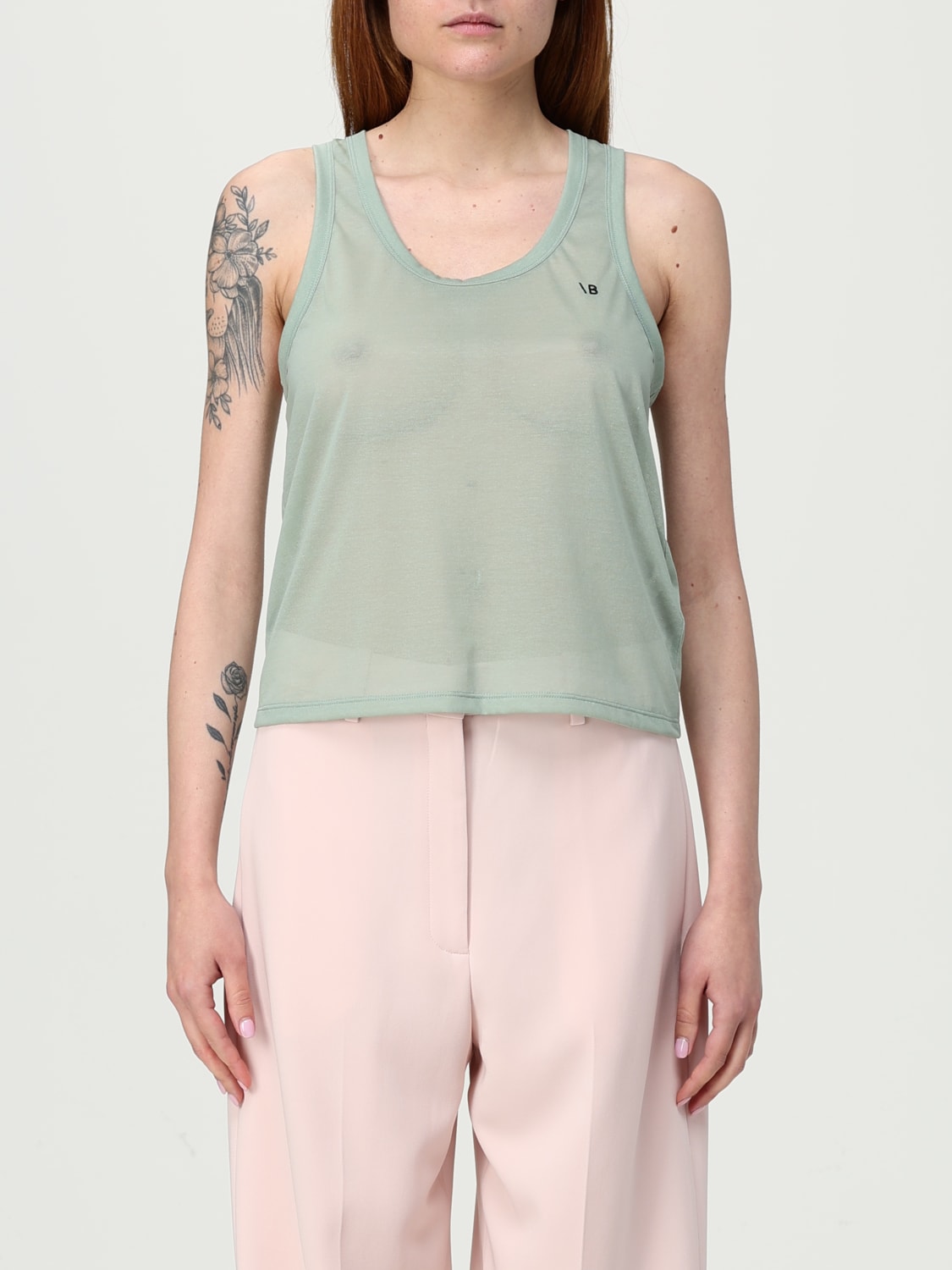 VICTORIA VICTORIA BECKHAM TOP E BLUSE: Top basic Victoria Victoria Beckham in misto cotone , Verde - Img 1