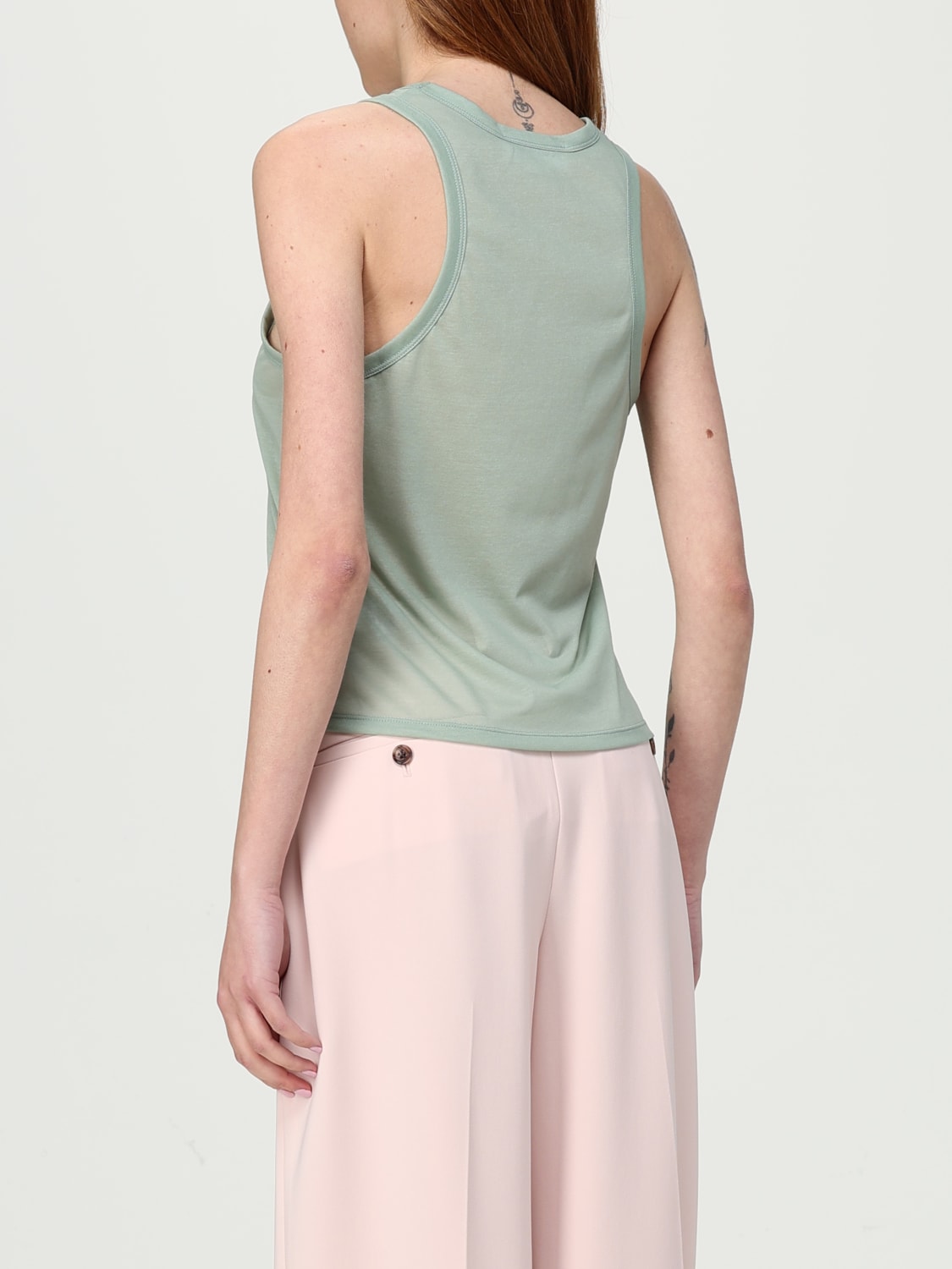 VICTORIA VICTORIA BECKHAM TOP E BLUSE: Top basic Victoria Victoria Beckham in misto cotone , Verde - Img 3