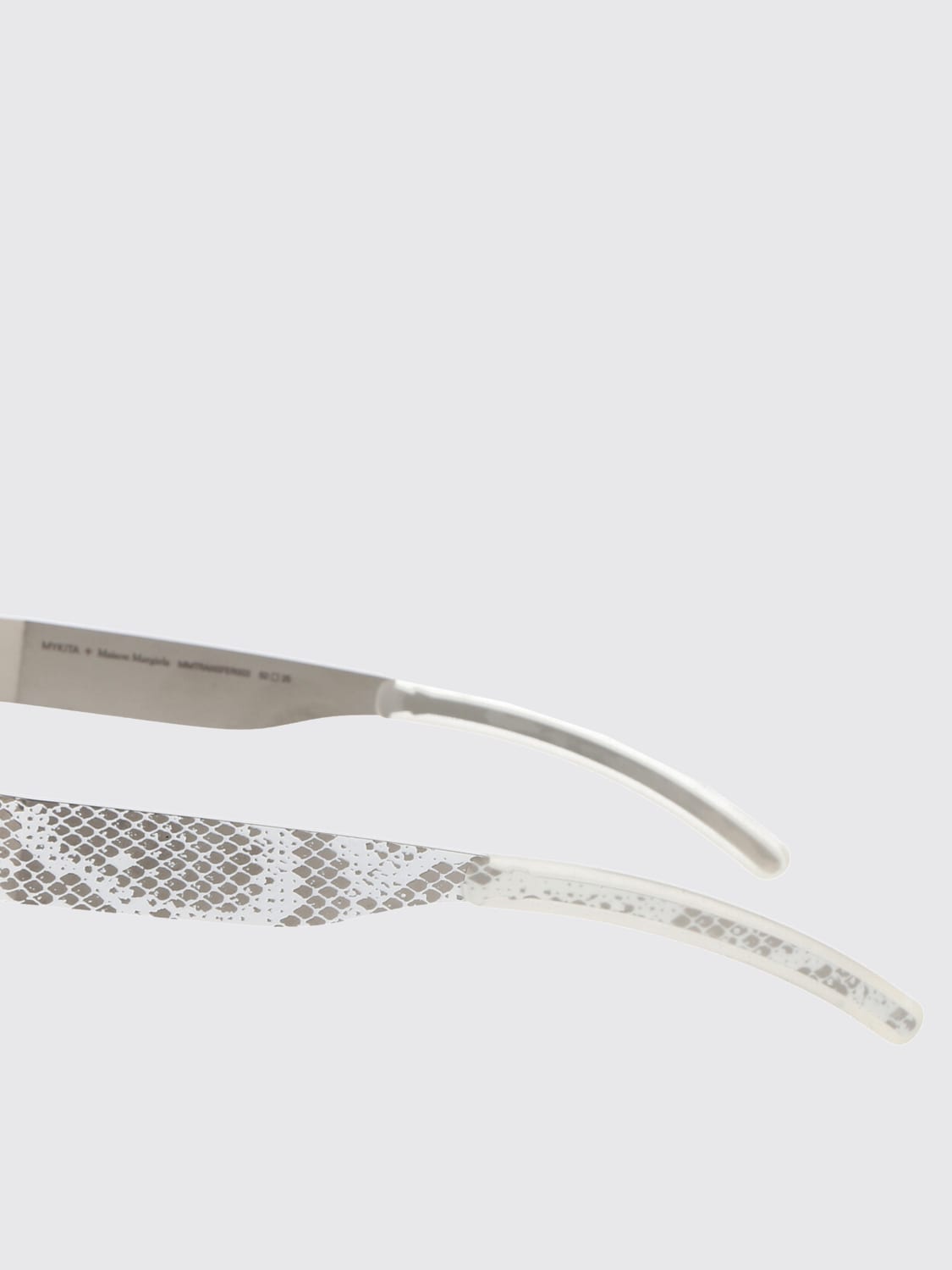 MYKITA OCCHIALI DA SOLE: Occhiali da sole MMTRANSFER003 Mykita in metallo stampa pitone , Bianco - Img 4