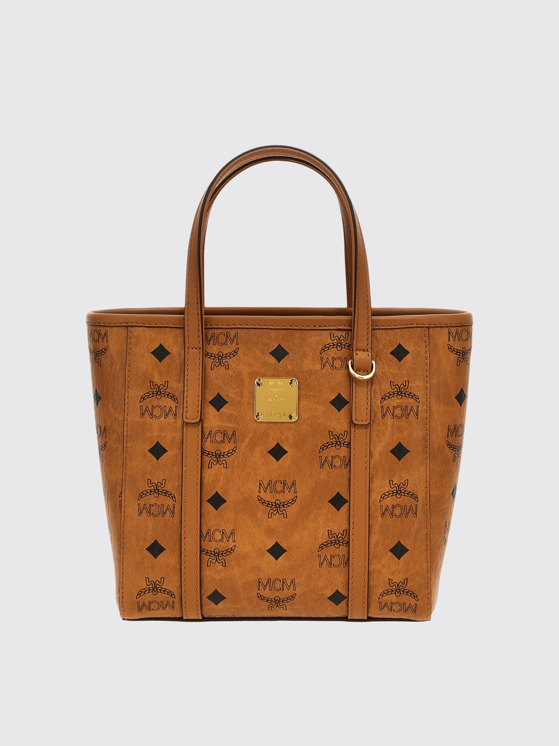 MCM BORSA A MANO: Borsa a spalla in pelle sintetica logata Mcm, Marrone - Img 1