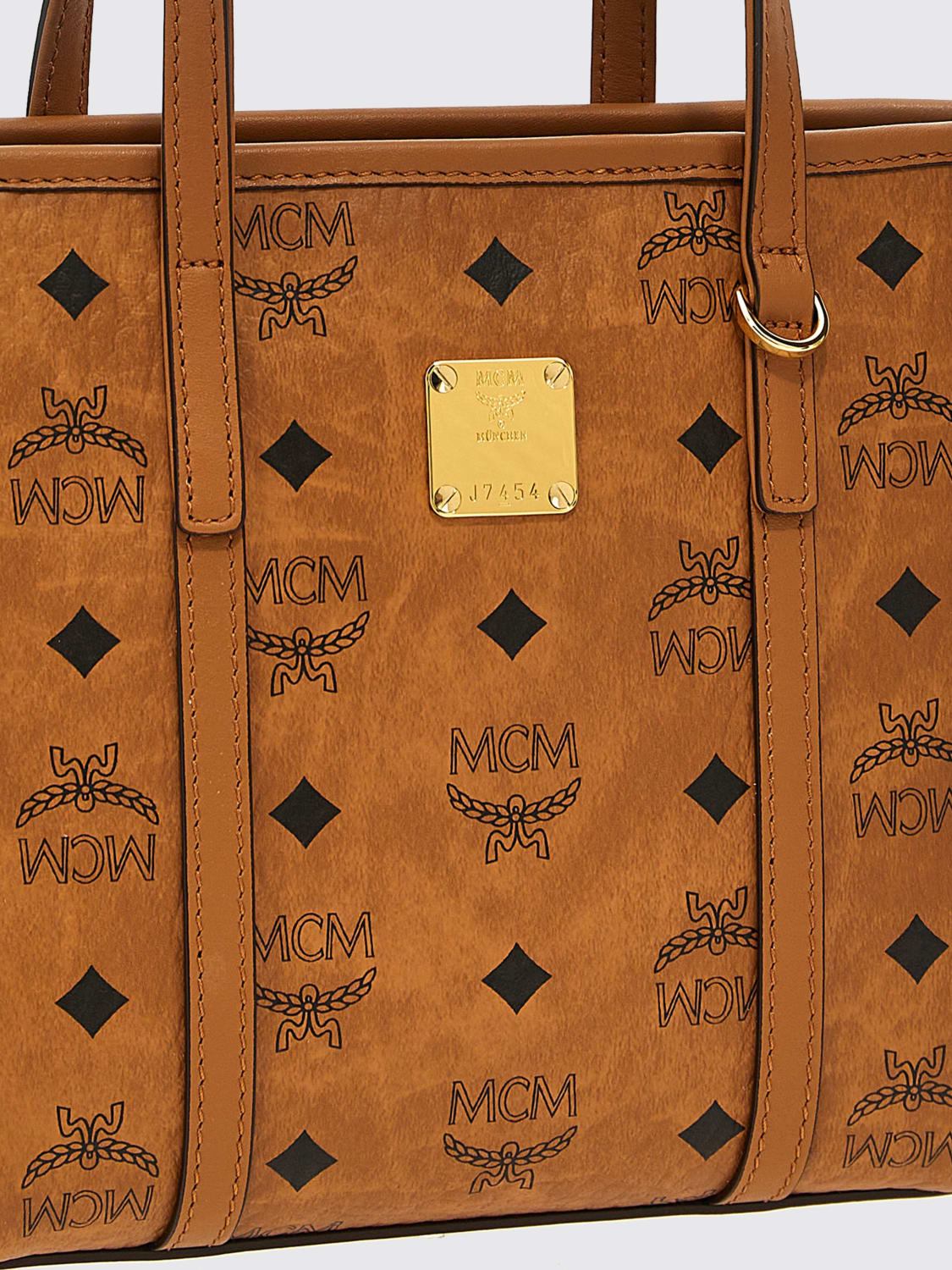 MCM BORSA A MANO: Borsa a spalla in pelle sintetica logata Mcm, Marrone - Img 3