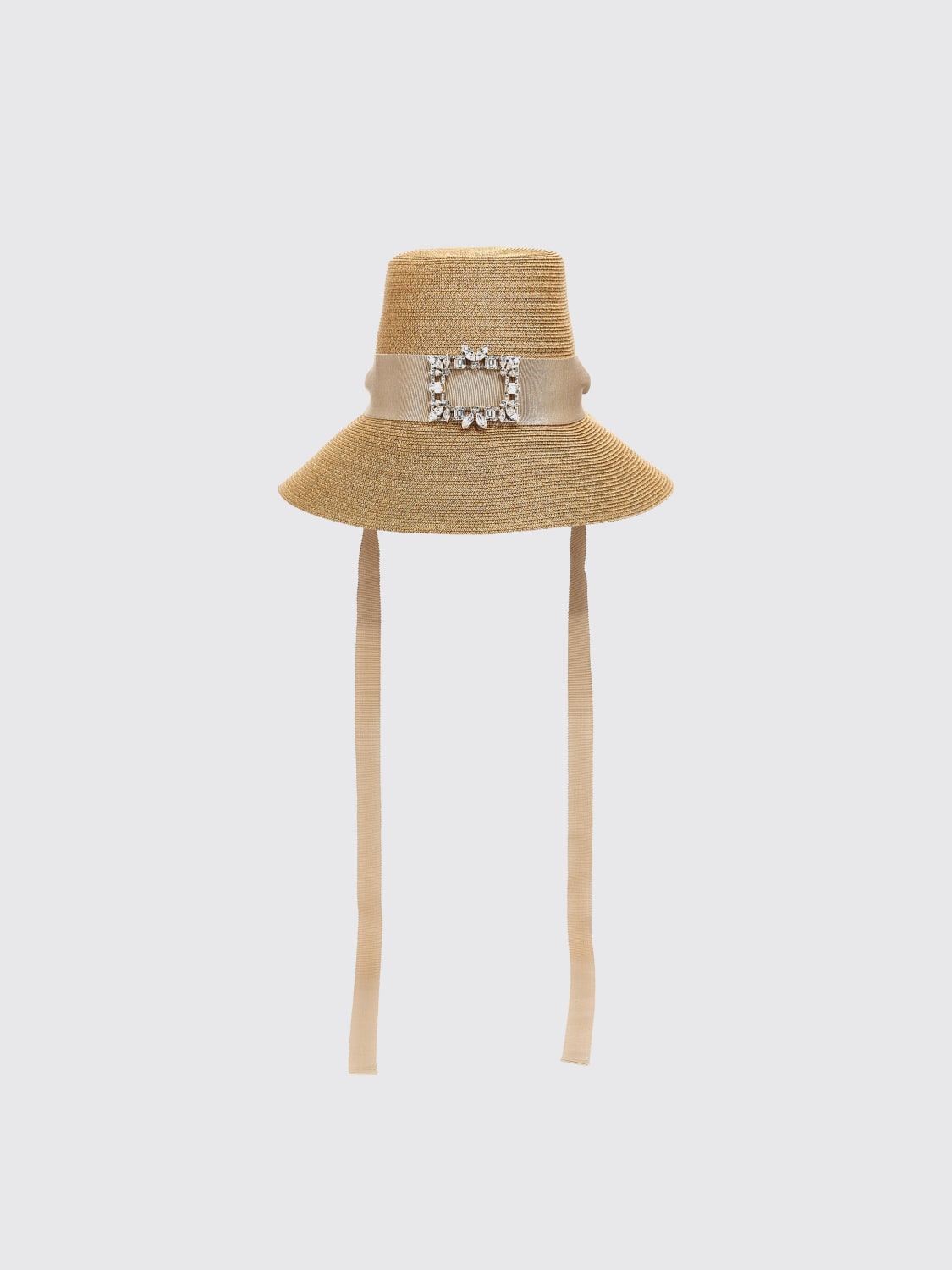 ROGER VIVIER CAPPELLO: Cappello Roger Vivier in rafia con fibbia gioiello , Beige - Img 3