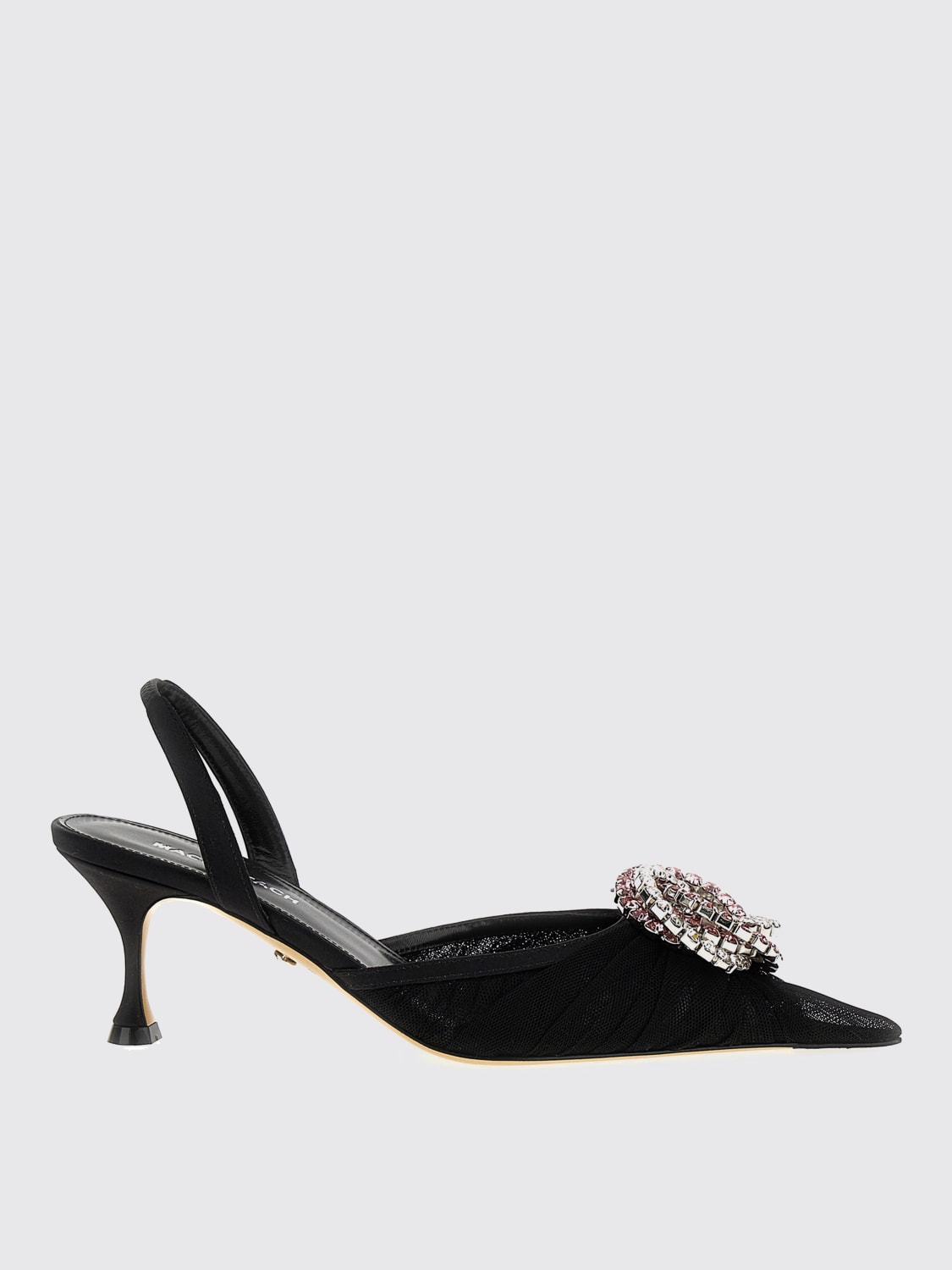 MACH&MACH DÉCOLLETÉ: Slingback Mach&Mach in nylon a rete con applicazione , Nero - Img 1