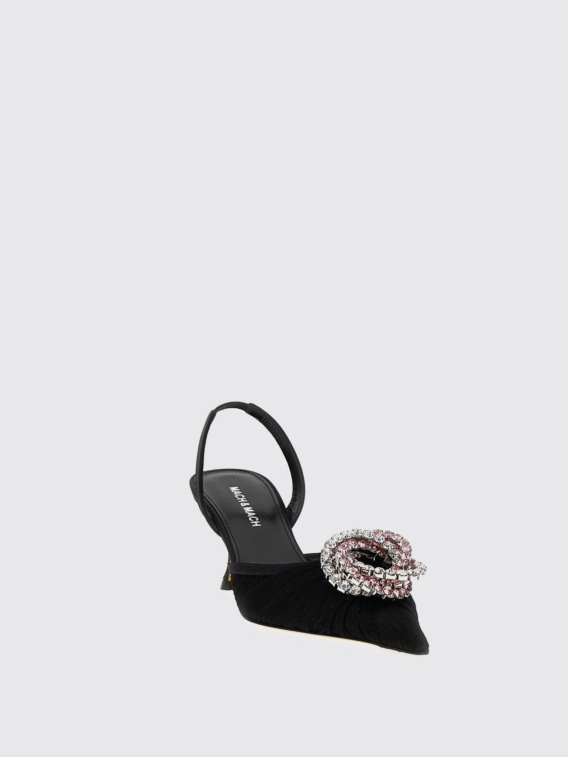 MACH&MACH DÉCOLLETÉ: Slingback Mach&Mach in nylon a rete con applicazione , Nero - Img 2