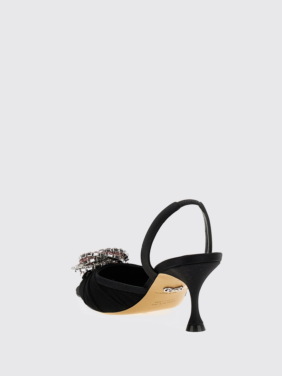 MACH&MACH DÉCOLLETÉ: Slingback Mach&Mach in nylon a rete con applicazione , Nero - Img 3