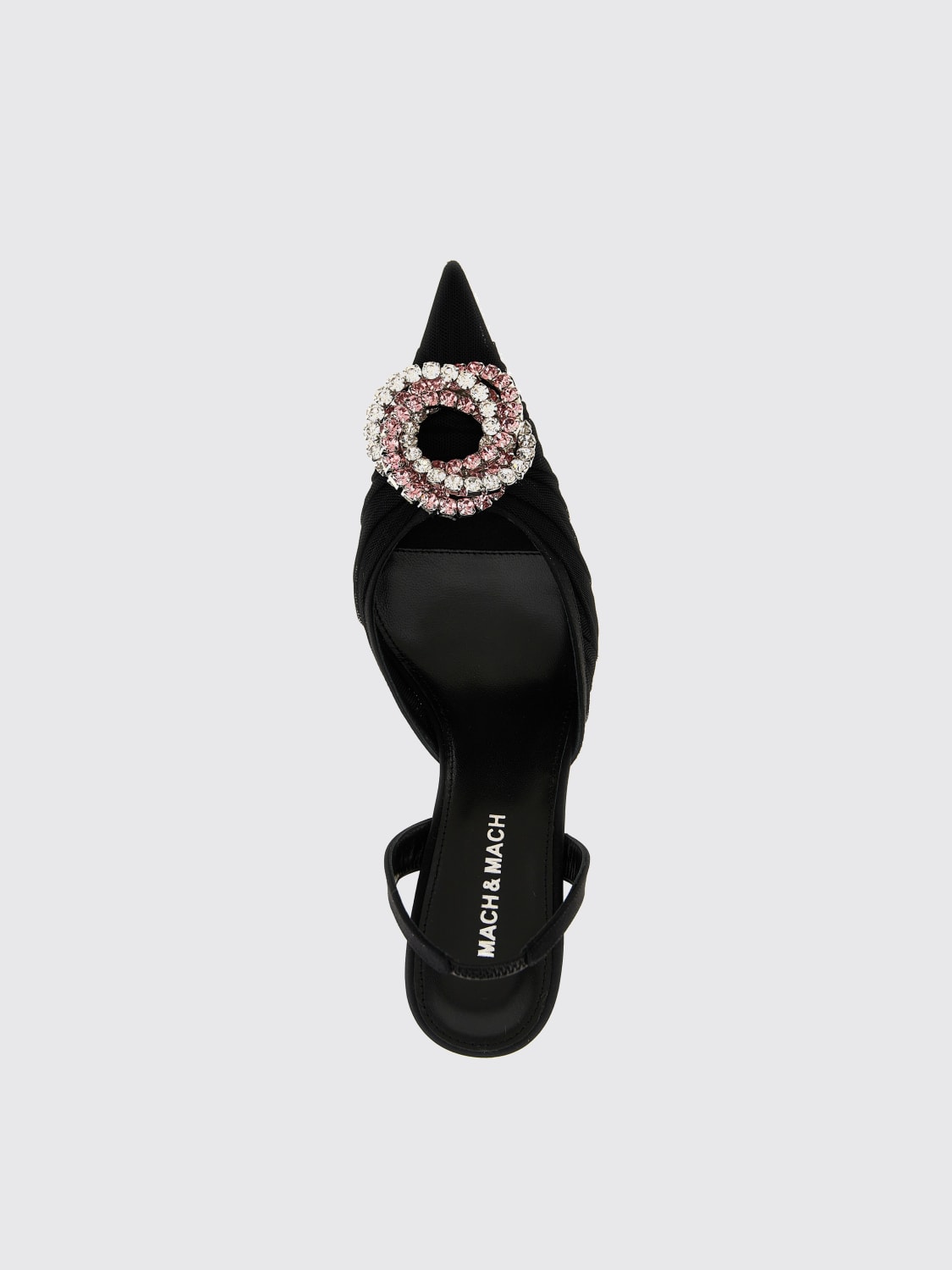 MACH&MACH DÉCOLLETÉ: Slingback Mach&Mach in nylon a rete con applicazione , Nero - Img 4