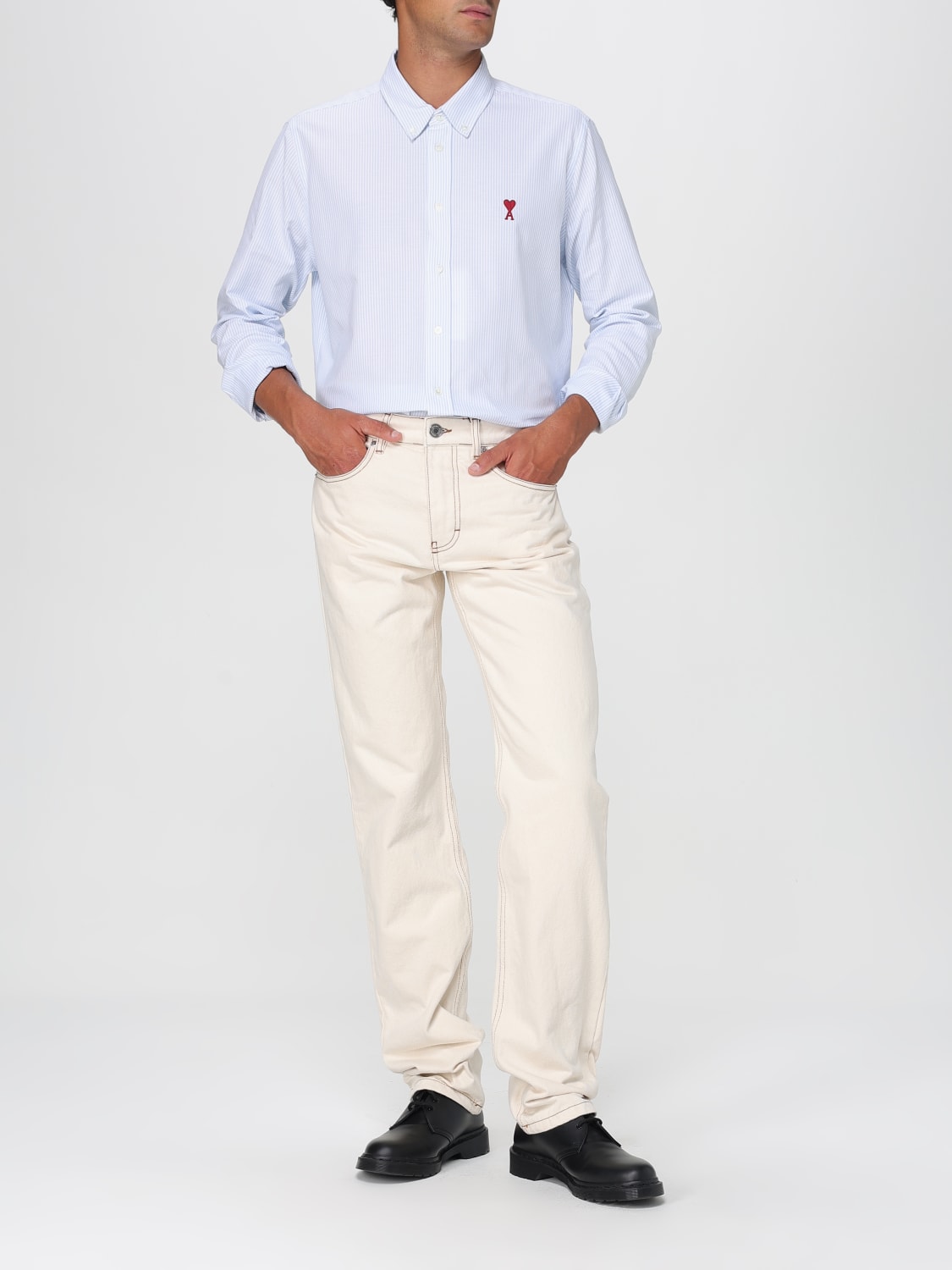 AMI PARIS JEANS: Jeans men Ami Paris, Beige - Img 2