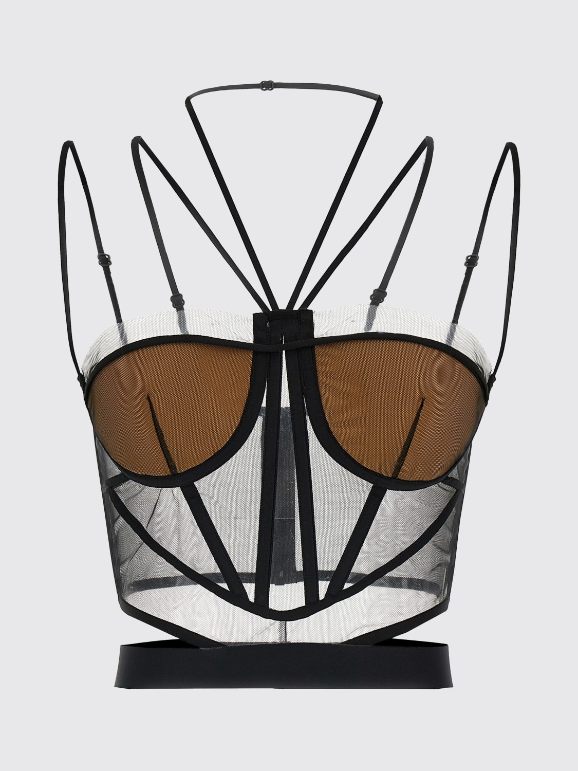 NENSI DOJAKA TOP: Top Sheer Corset Nensi Dojaka, Nero - Img 1