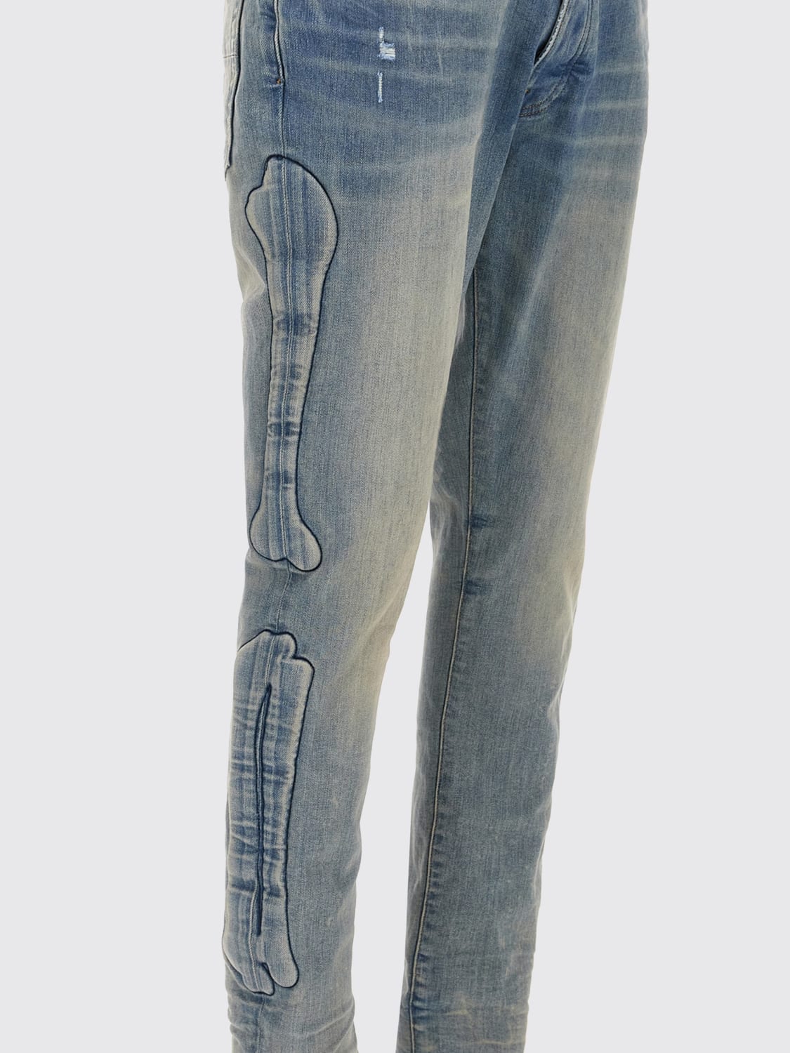 AMIRI JEANS: Jeans in denim con ossa di scheletro Amiri, Blue - Img 3