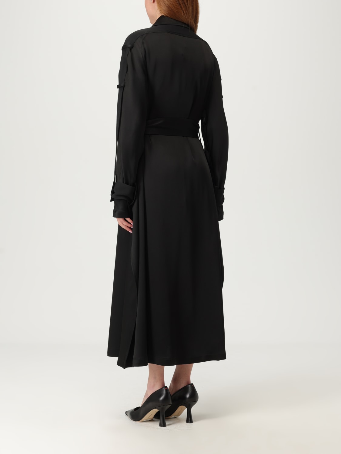 VICTORIA VICTORIA BECKHAM GIACCA: Trench lungo in misto viscosa Victoria Victoria Beckham, Nero - Img 3