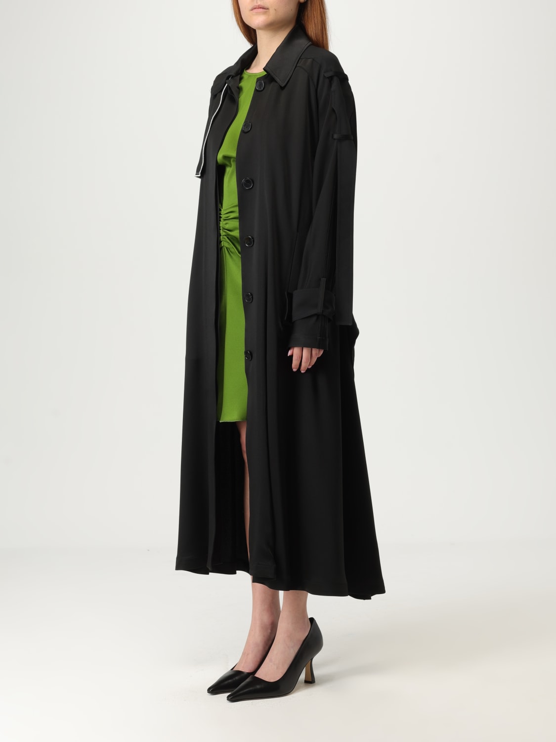 VICTORIA VICTORIA BECKHAM GIACCA: Trench lungo in misto viscosa Victoria Victoria Beckham, Nero - Img 4