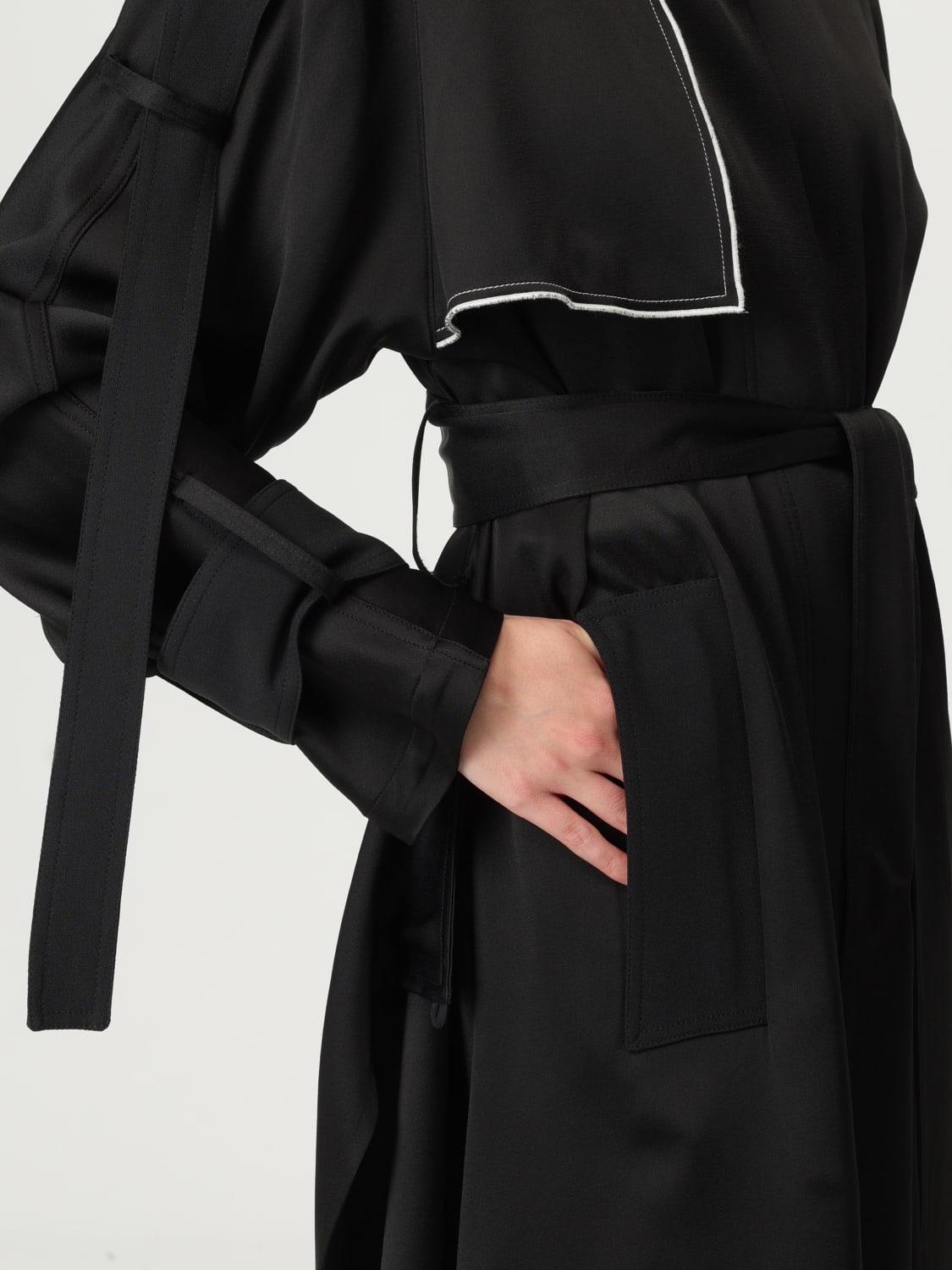 VICTORIA VICTORIA BECKHAM GIACCA: Trench lungo in misto viscosa Victoria Victoria Beckham, Nero - Img 5