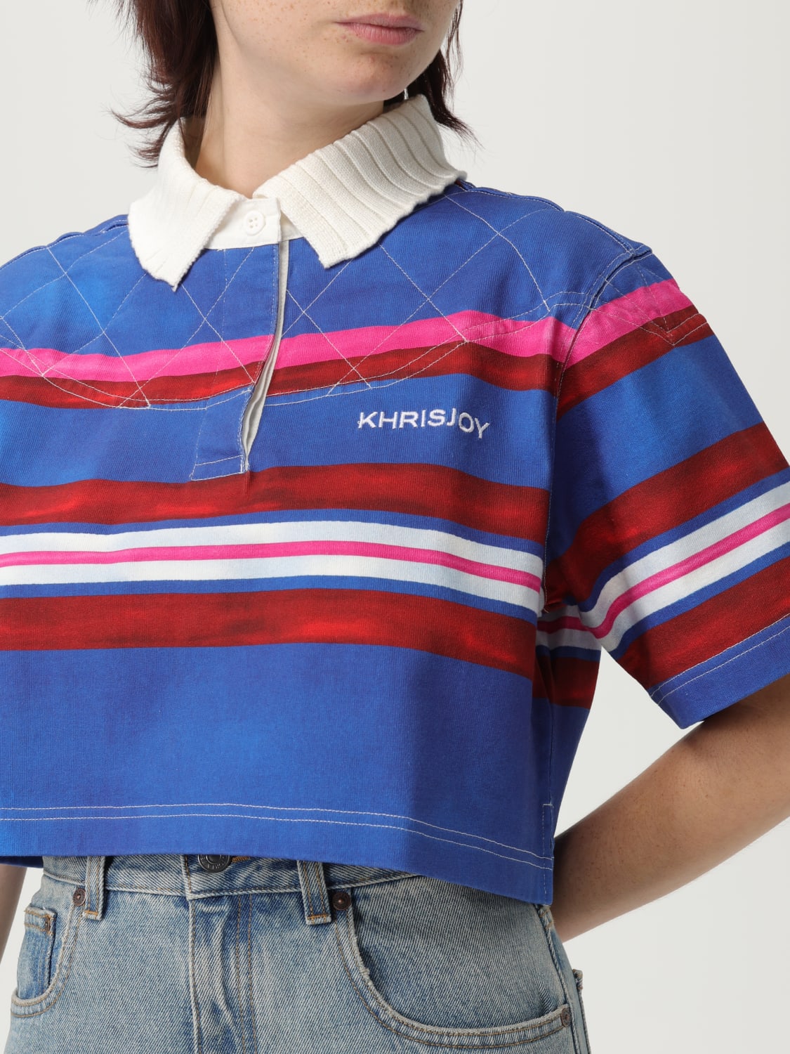 Tシャツ・カットソー KHRISJOY Woman Polo Shirt Blue KWS25R0901JR0001 MIX001 KHRISJOY: Polo shirt woman - Blue | Khrisjoy polo shirt