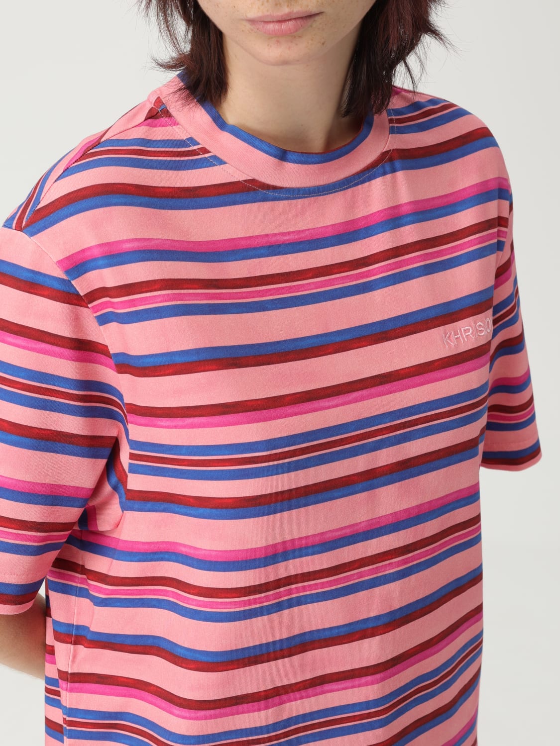 KHRISJOY T-SHIRT: T-shirt in cotone a righe Khrisjoy, Rosa - Img 4