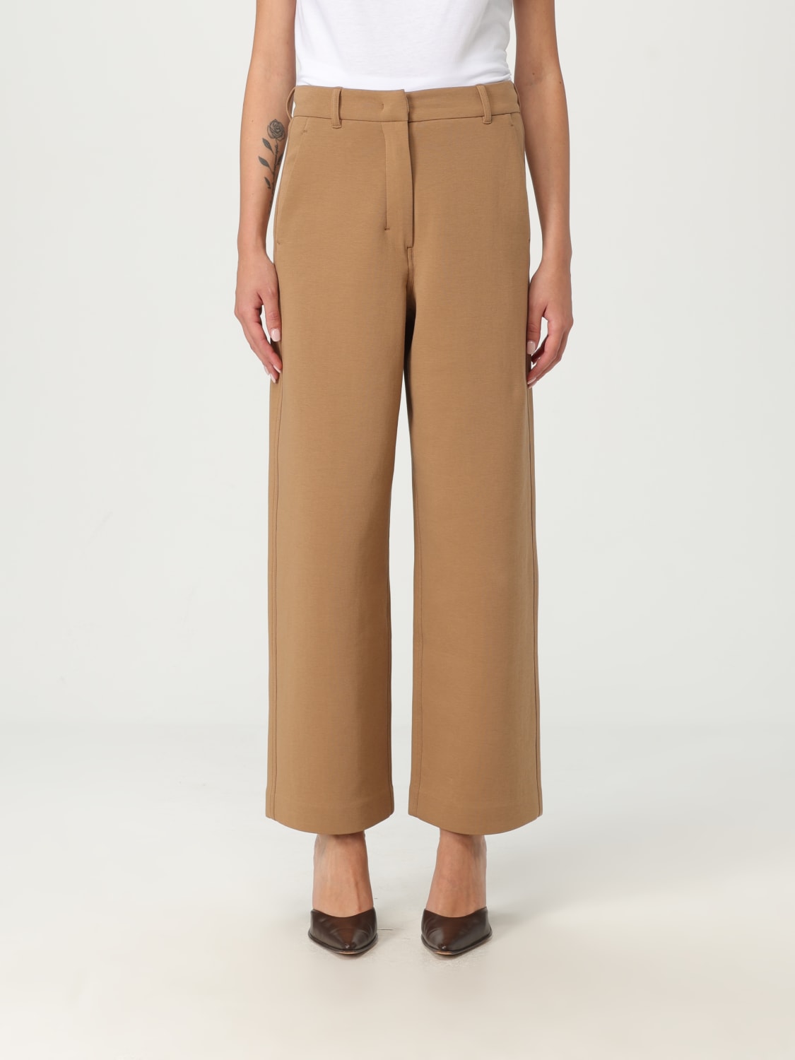 'S MAX MARA PANTALONE: Pantalone classico 's Max Mara in scuba , Cammello - Img 1