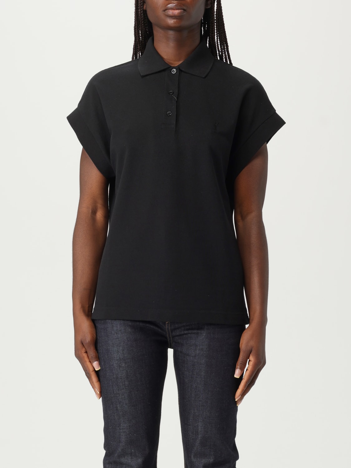 SAINT LAURENT POLO: Polo mujer Saint Laurent, Negro - Img 1